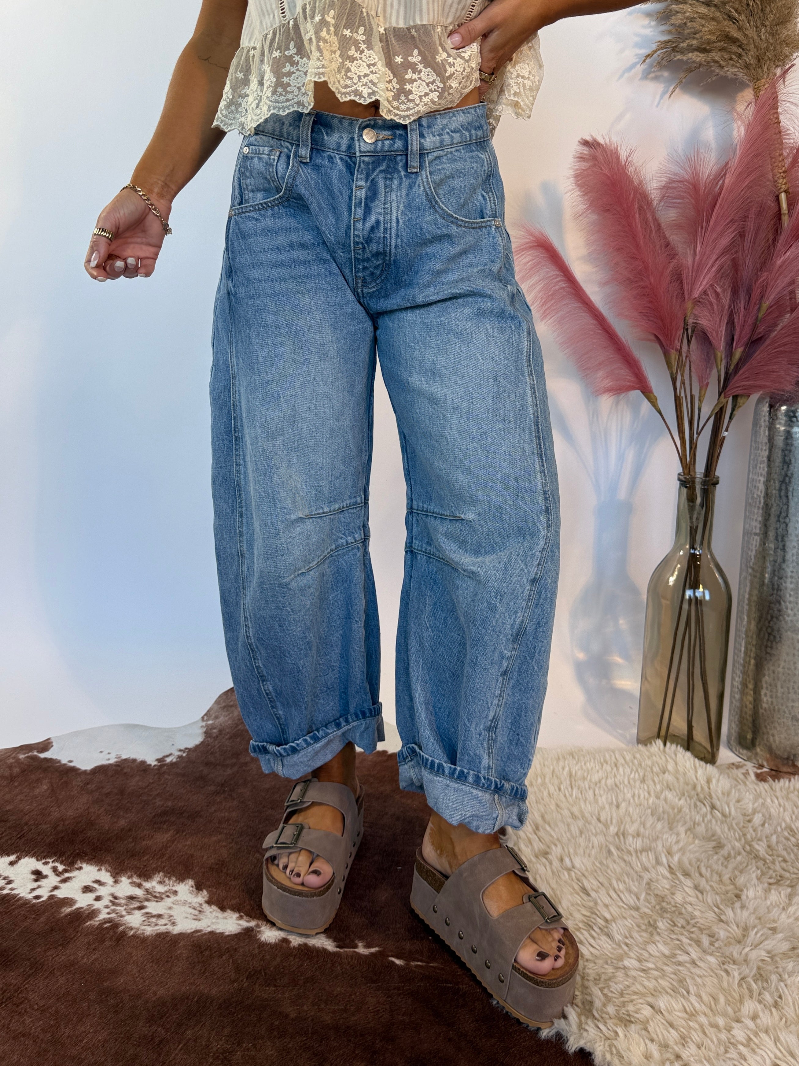 Gracie Barrel Mineral Washed Denim Jeans