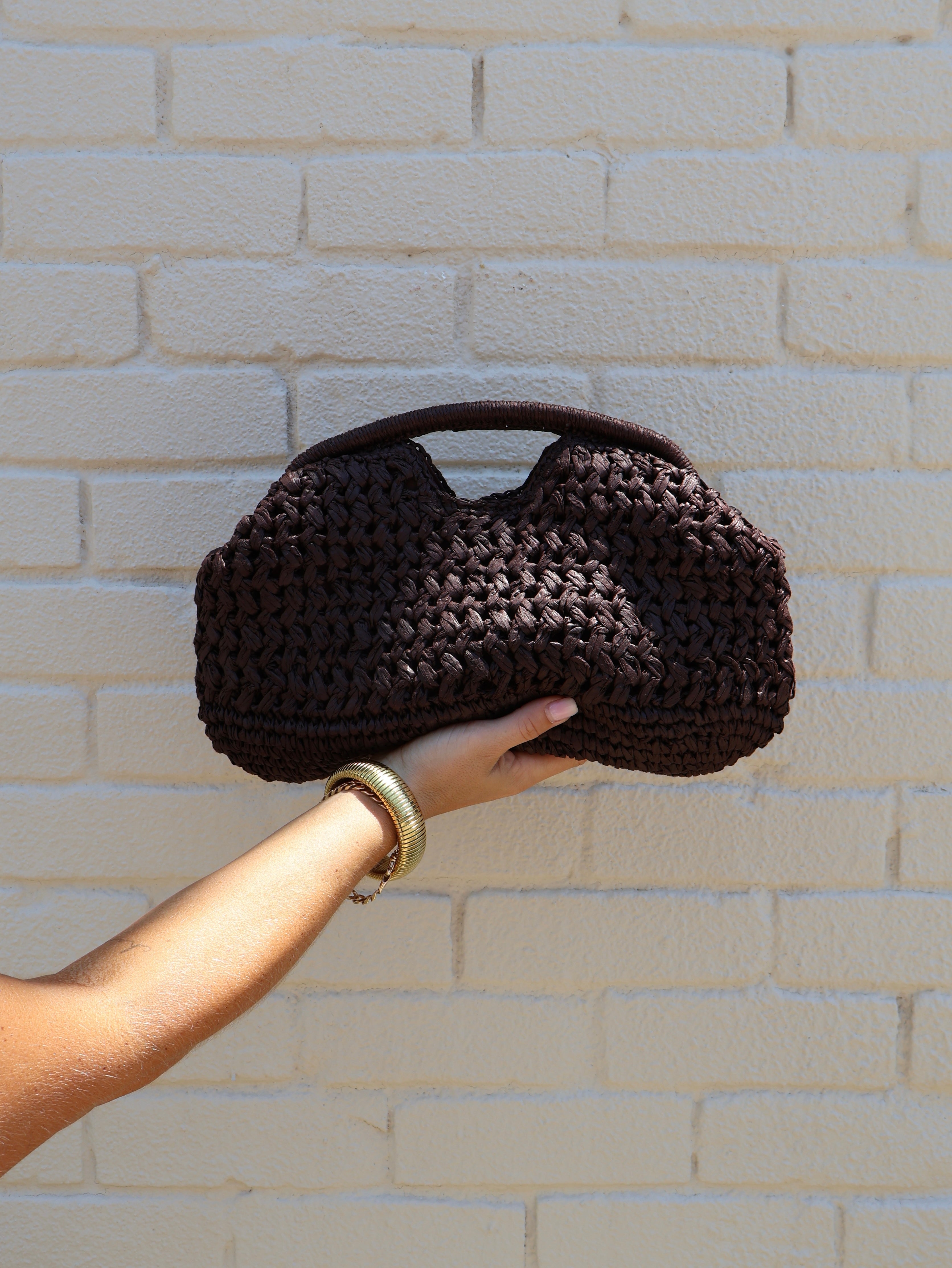 Portofino Raffia Clutch Brown