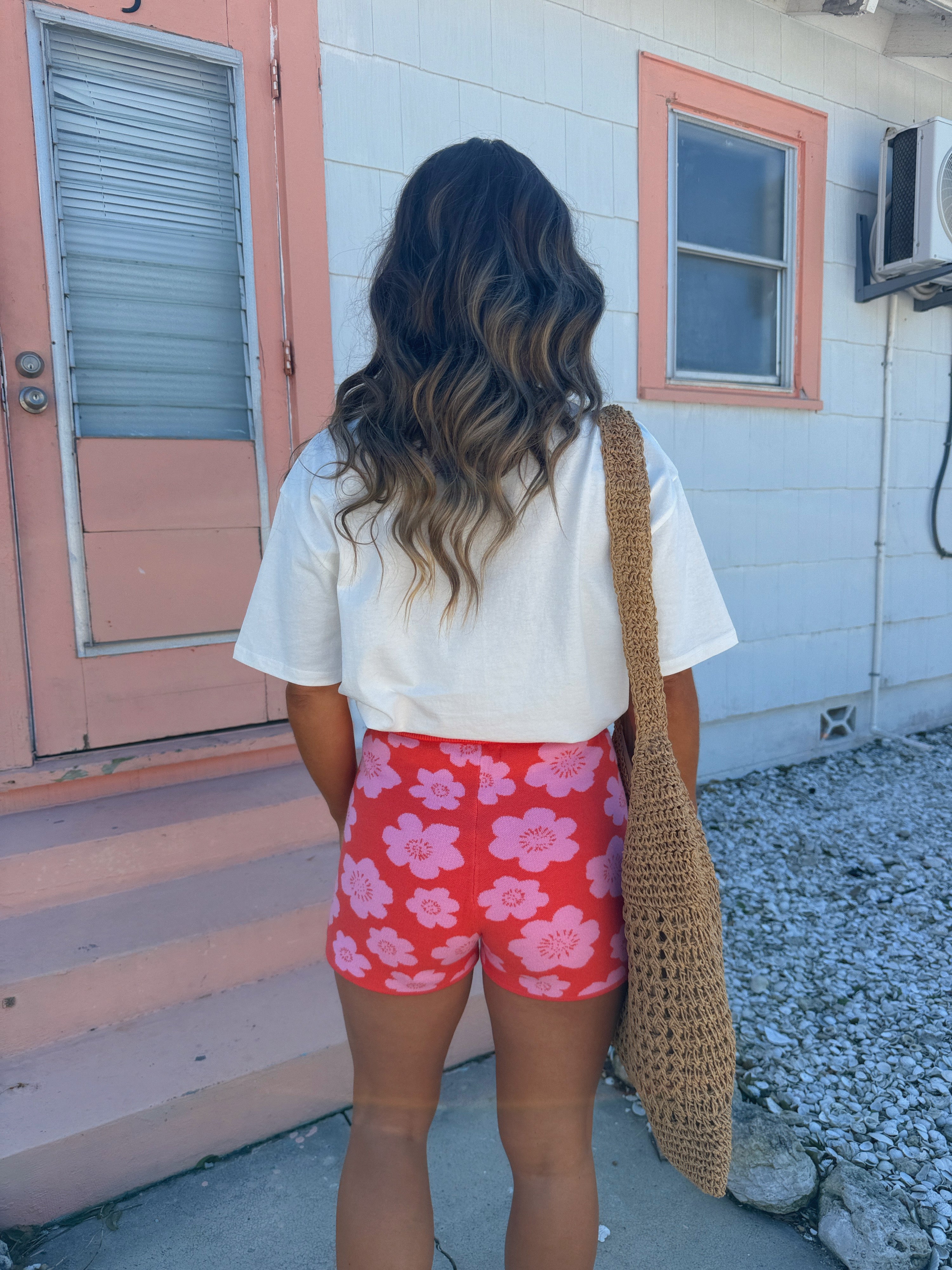 Beachin It Knit Shorts Orange/Pink