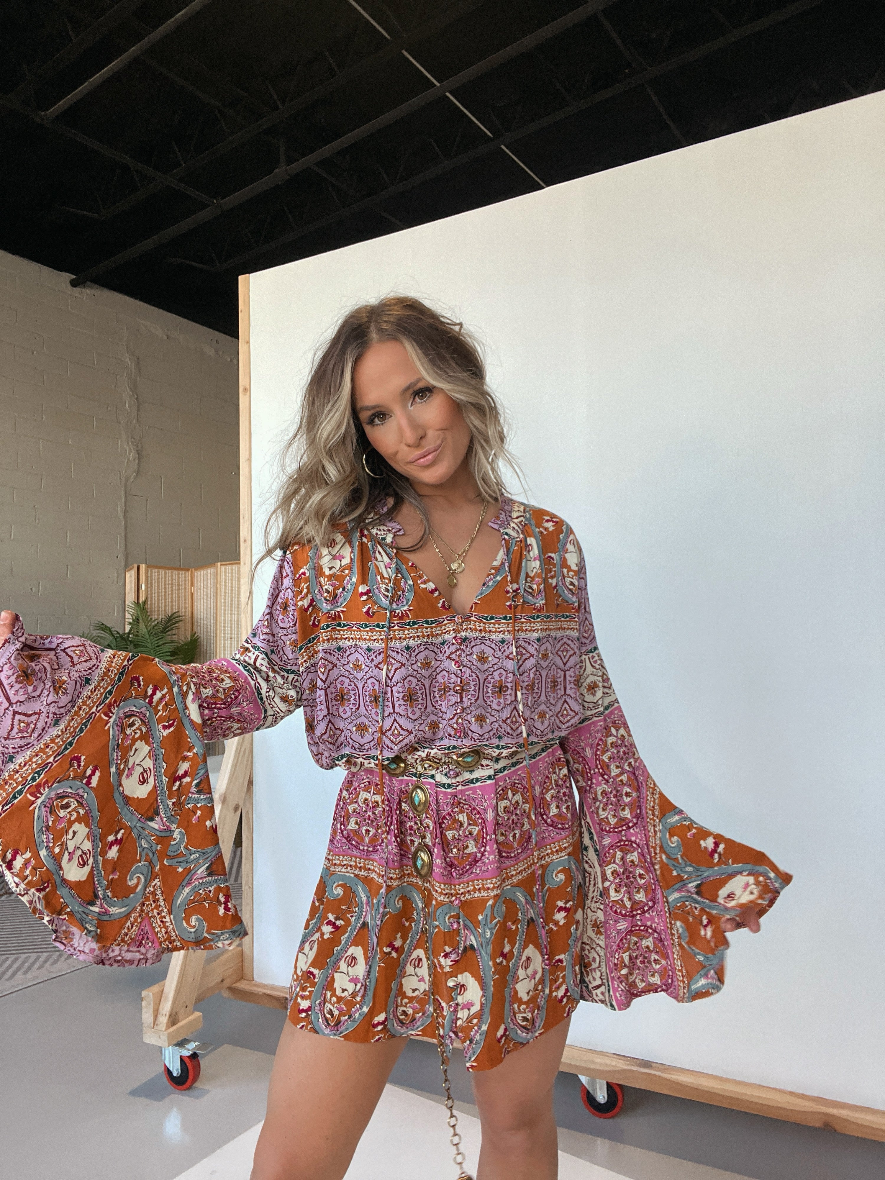 Alexandra Boho Flare Sleeve Dress