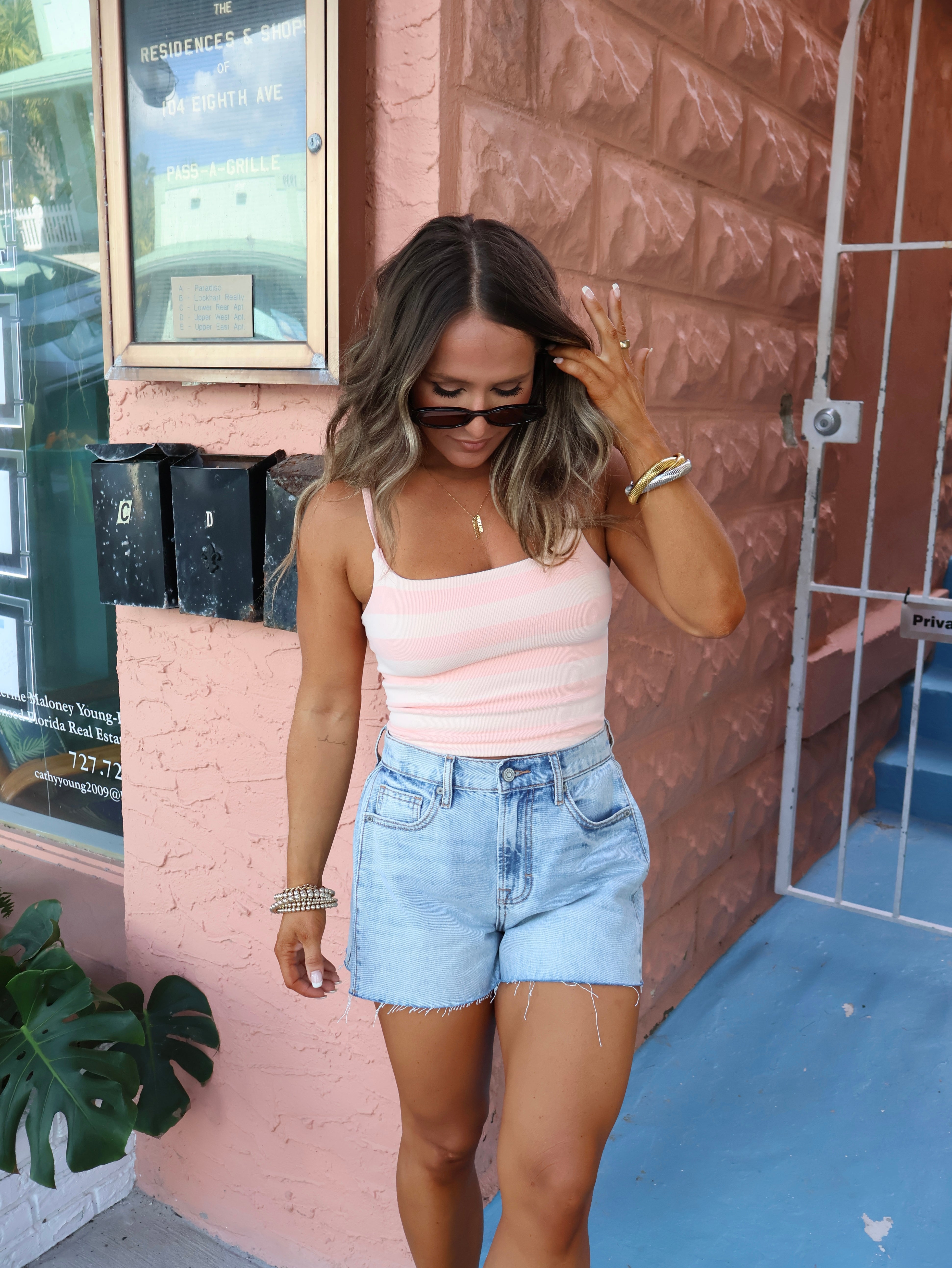 Lazy Day Striped Cami Light Pink