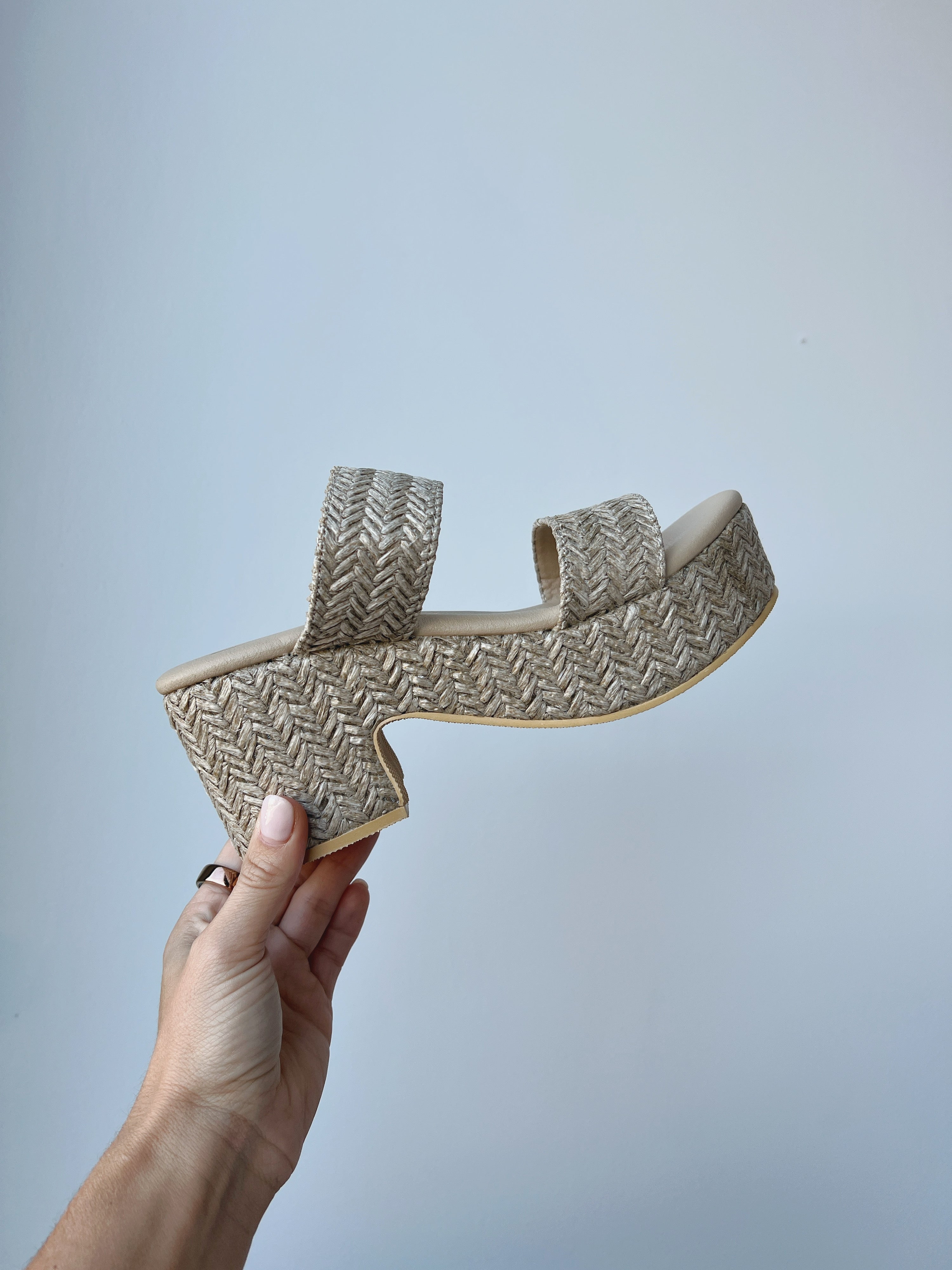 Ocean Ave Chunky Platform Heels Taupe