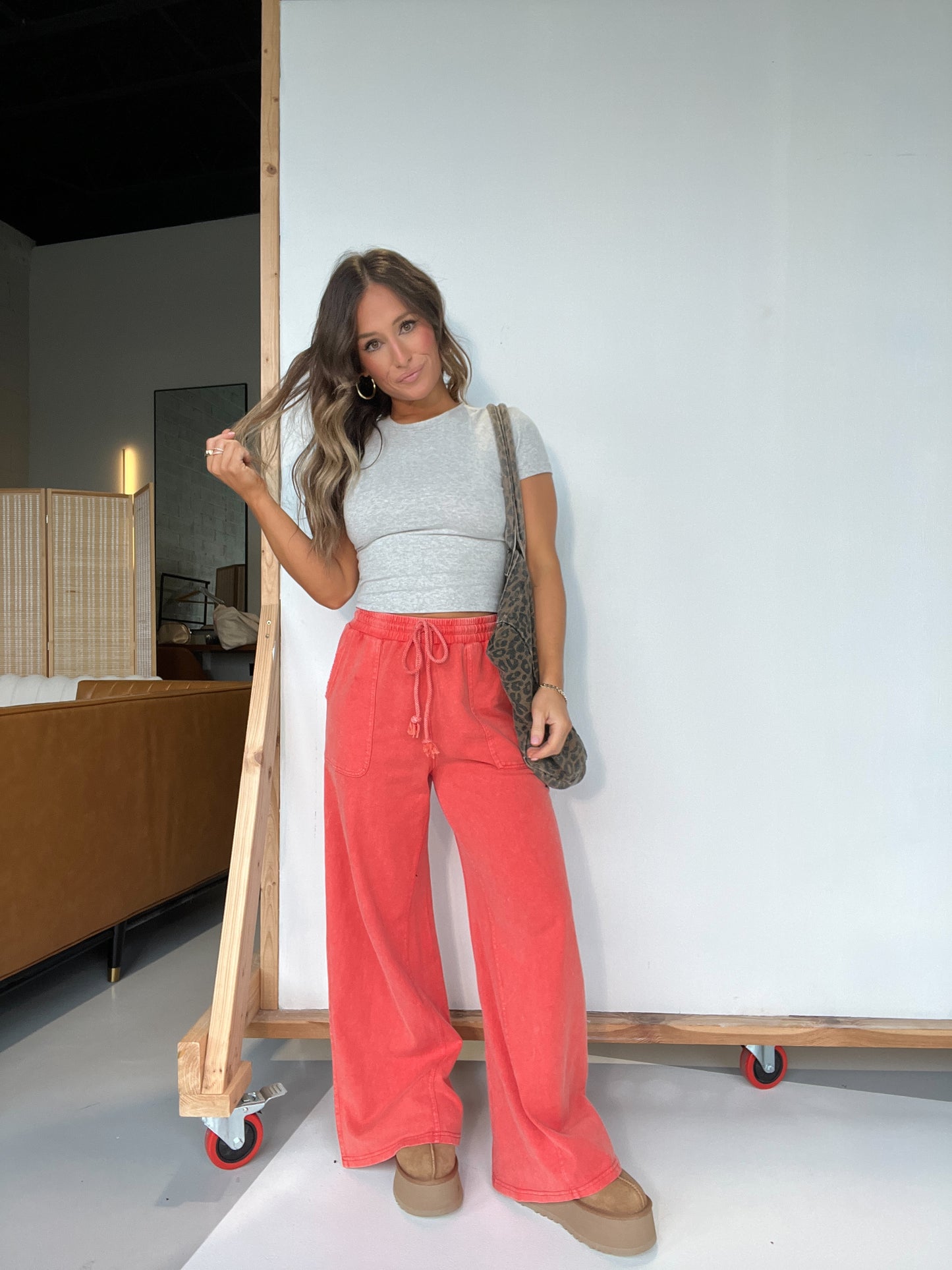 Bloome Wide Leg Pants Fusion Coral