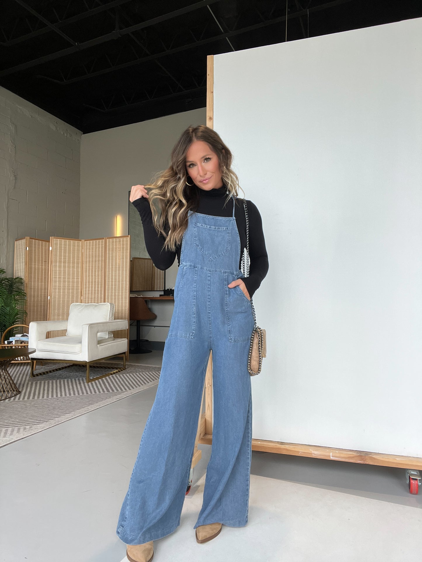 Farrah Tencel Wide Leg Overalls