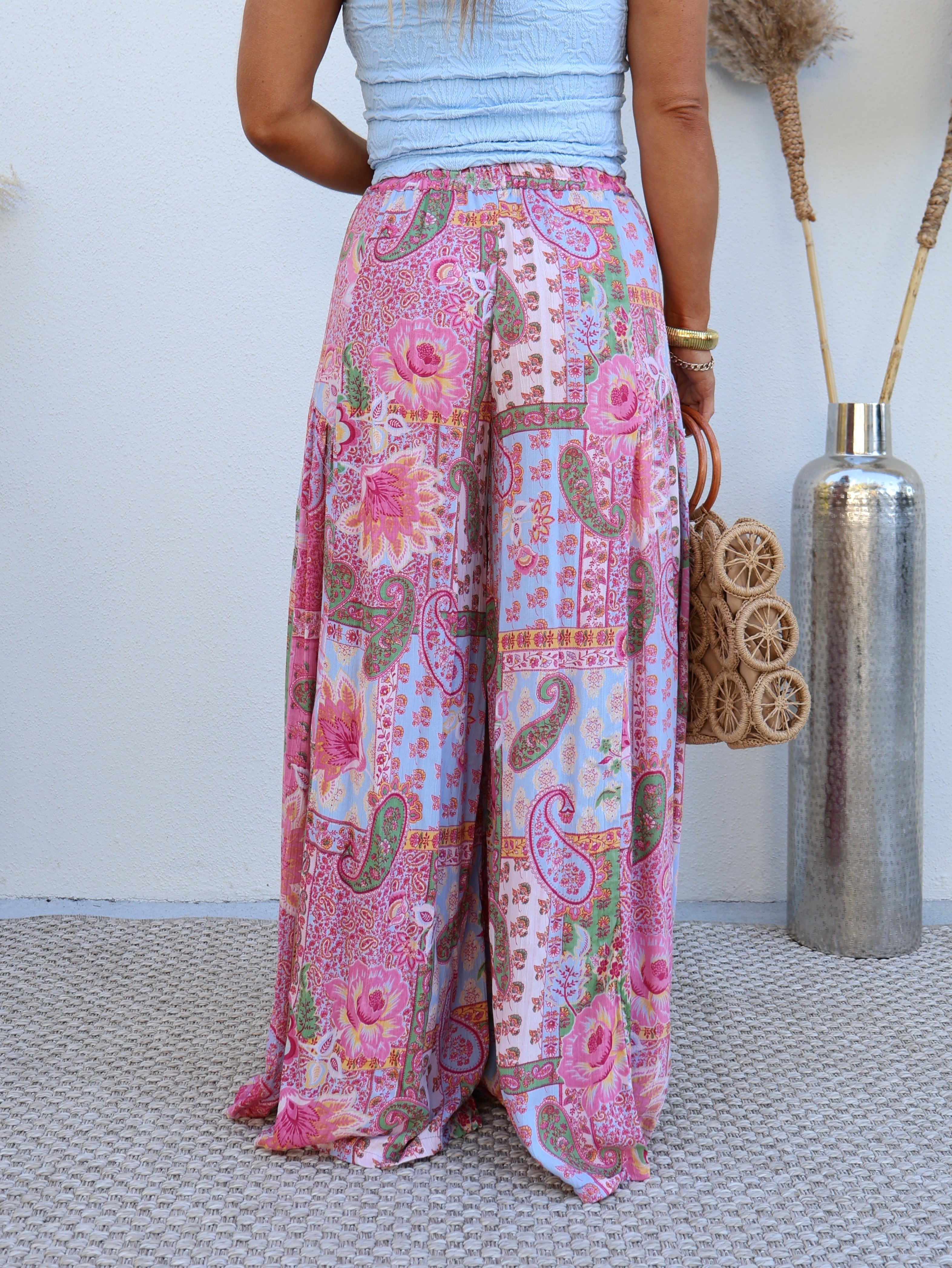 Forever Eyes Boho Pants Fuchsia