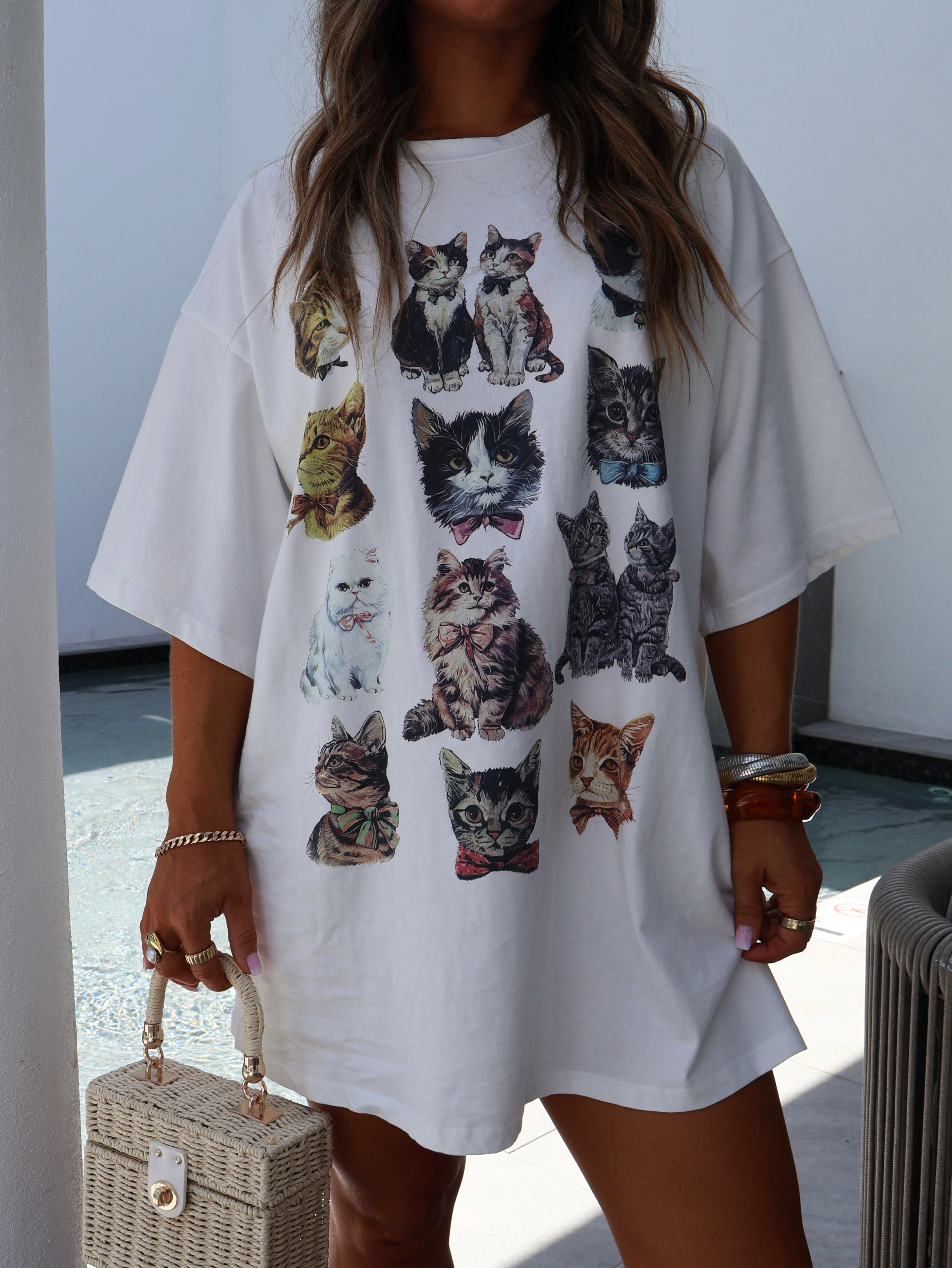 Cat's Meow Graphic Tee White Multi
