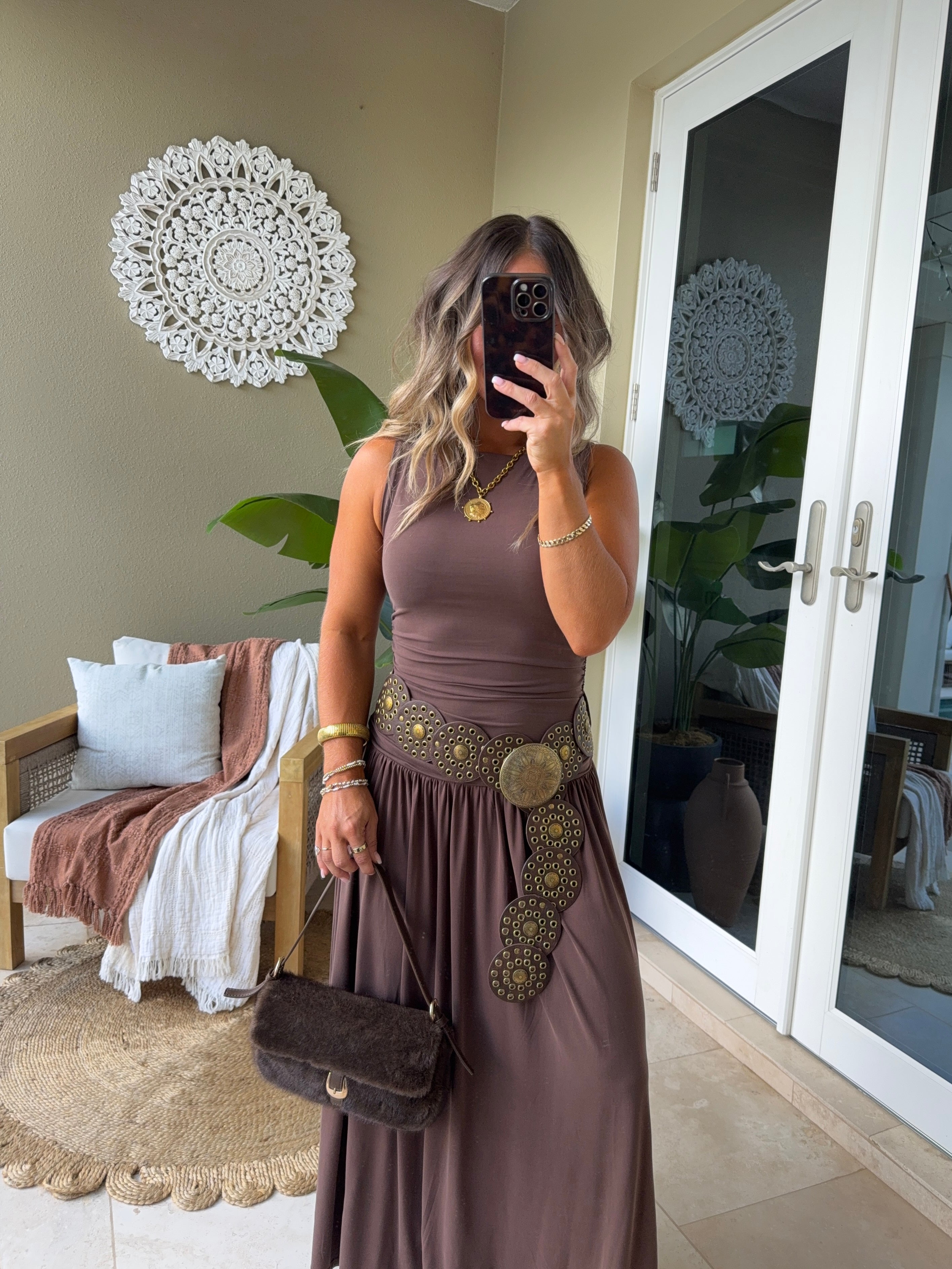 Antique Circle Belt Brown