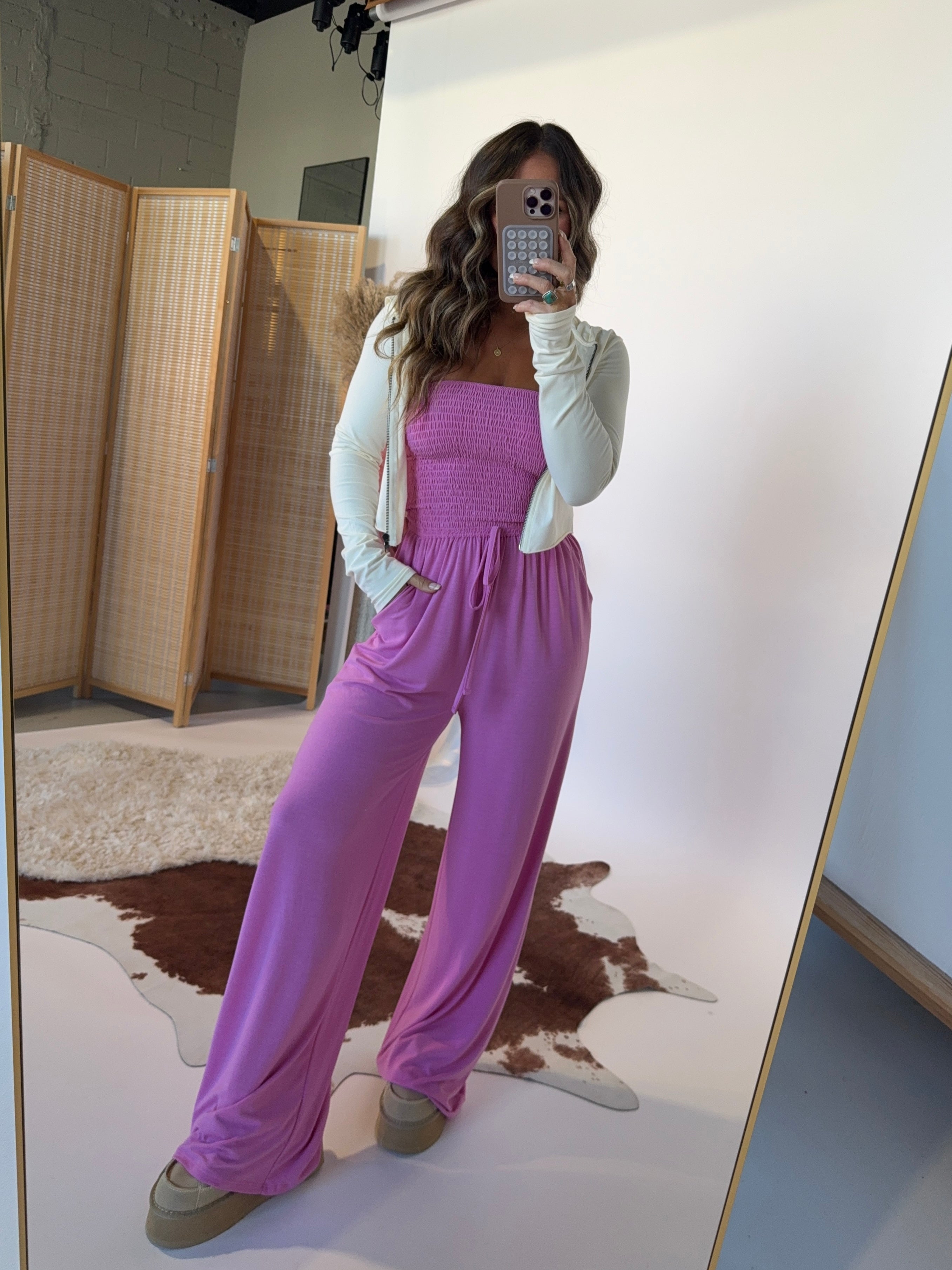 Ocean Breeze Tube Top Jumpsuit Candy Pink