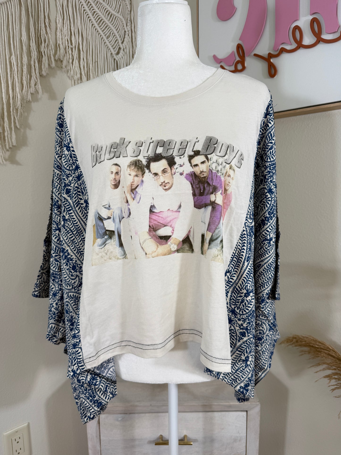 Backstreet Boys Mix & Match Tee Grey Cream Blue Floral