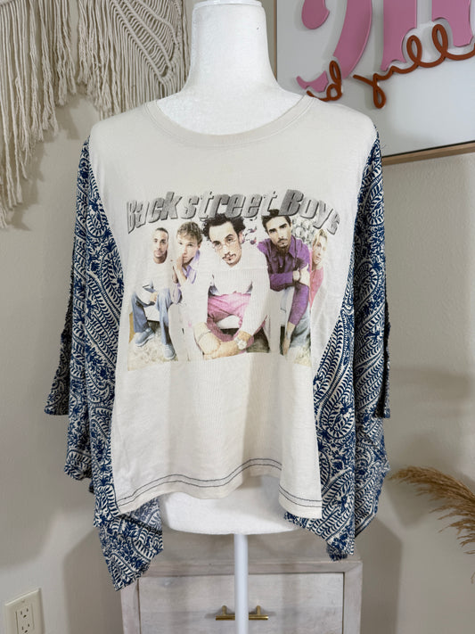 Backstreet Boys Mix & Match Tee Grey Cream Blue Floral
