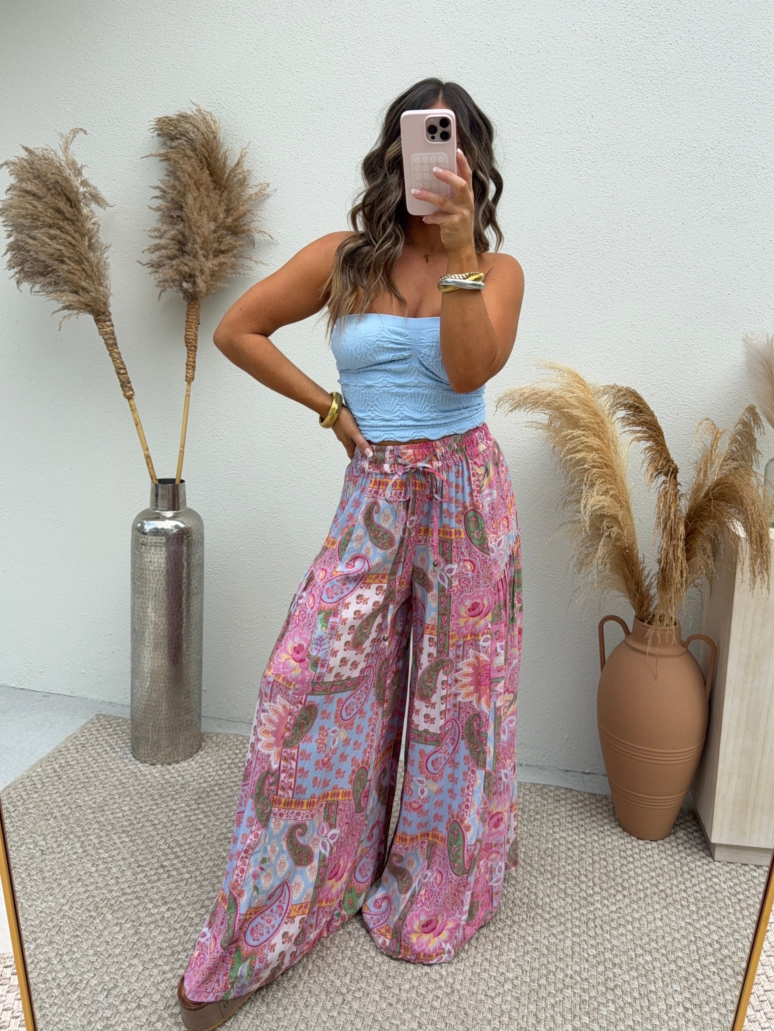 Forever Eyes Boho Pants Fuchsia