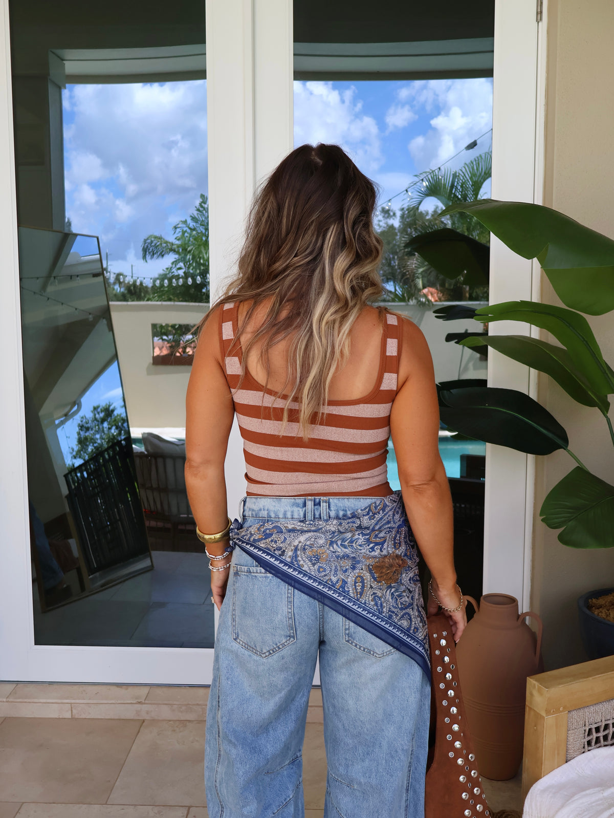 Easy Days Striped Tank Caramel