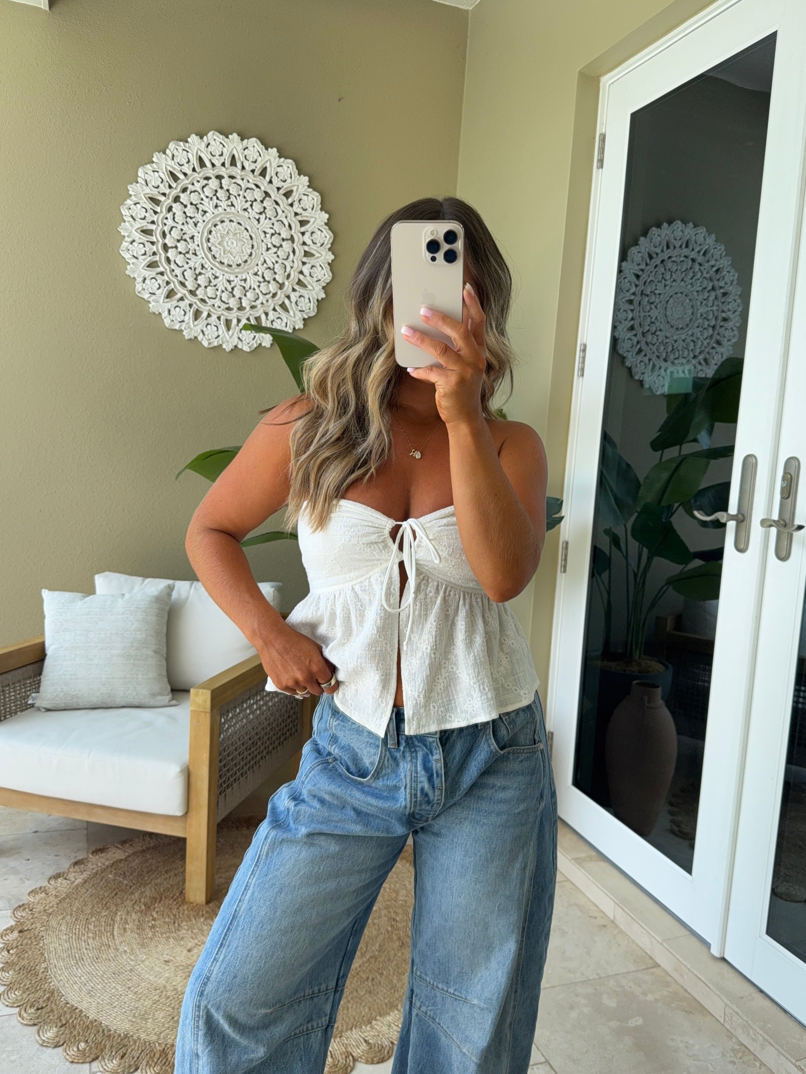 Reverie Cropped Eyelet Top White