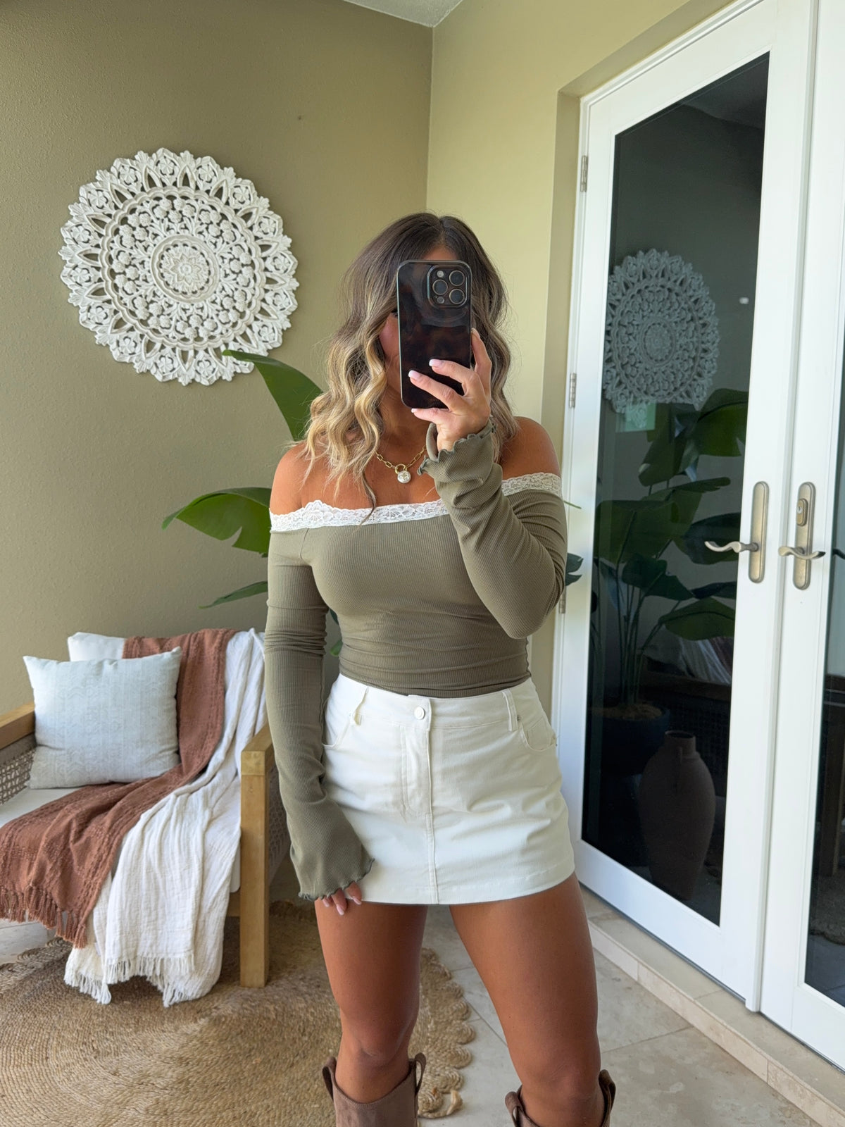 Sweet Talk Lace Top Olive
