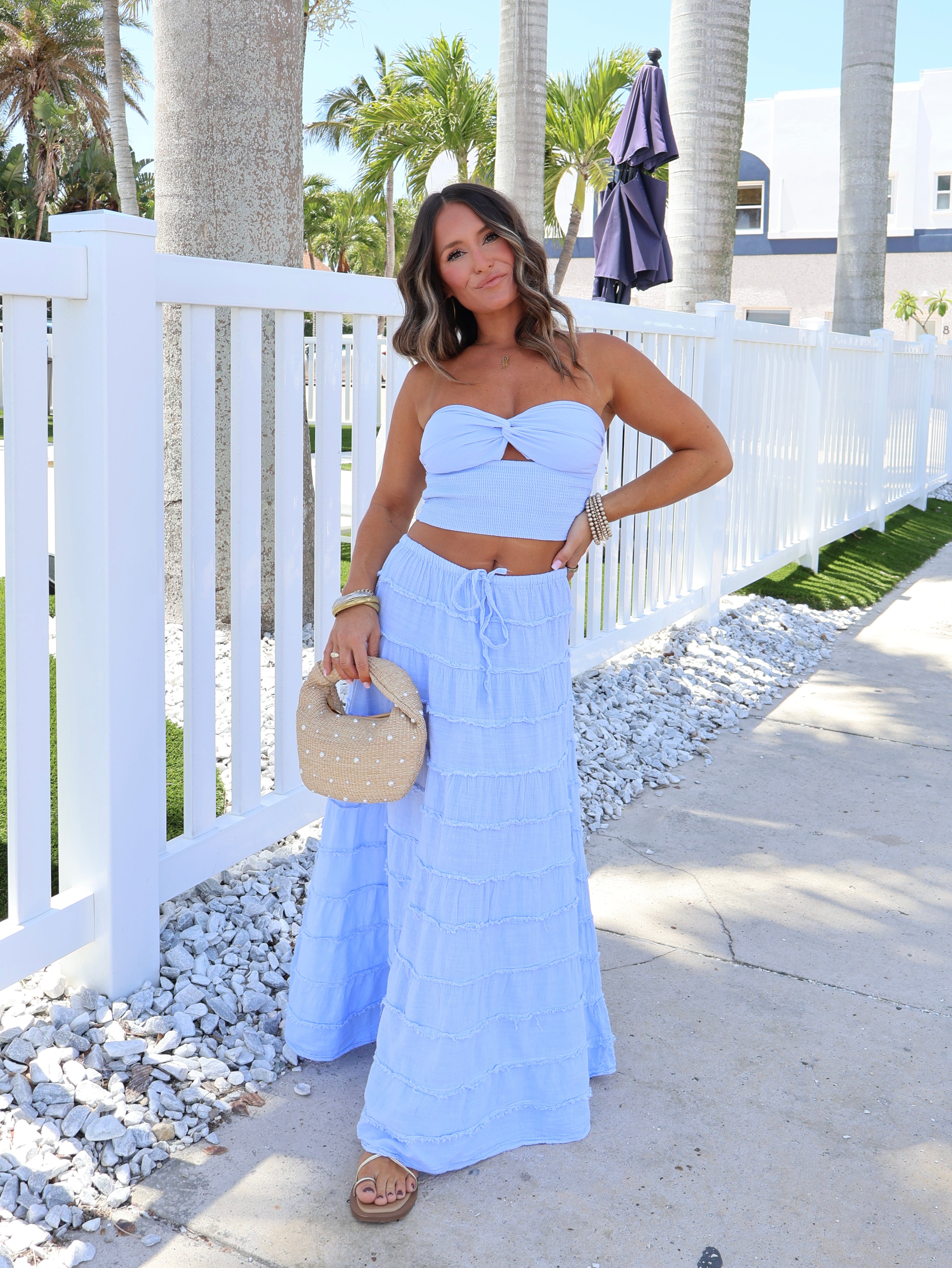 Palm Crush Twist Top Baby Blue