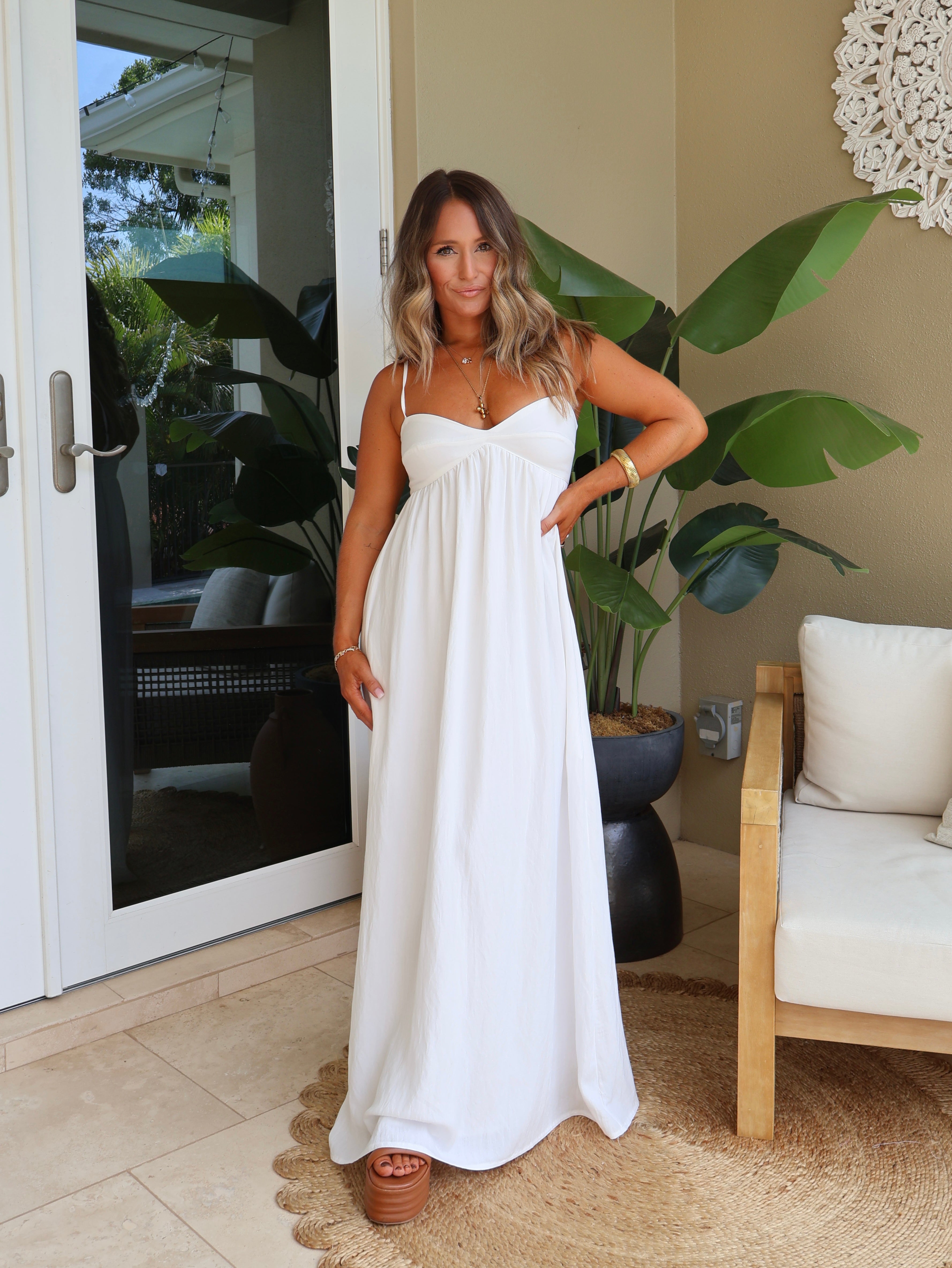 Gianna Empire Maxi Dress White