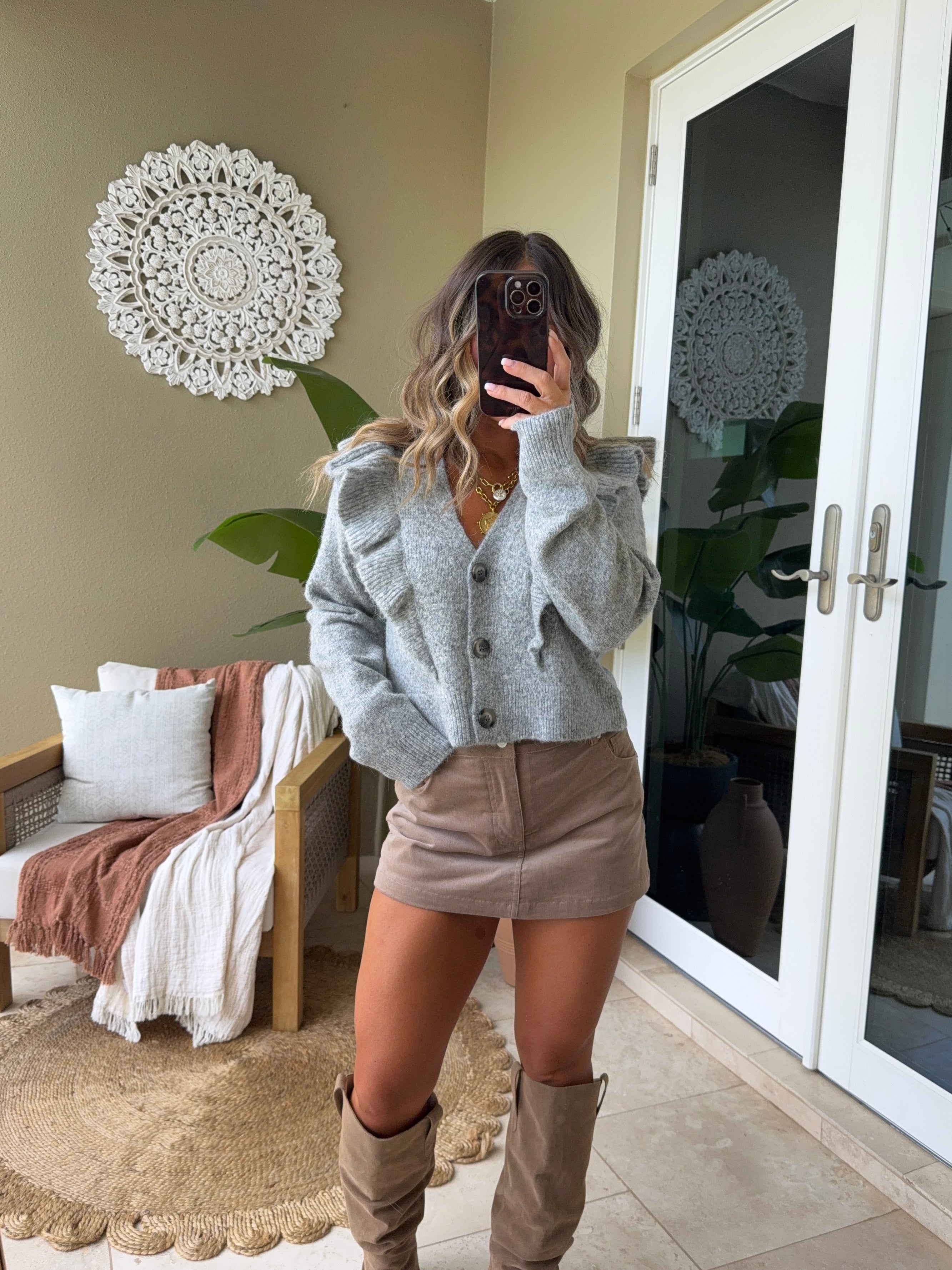 Fall Haze Ruffle Sweater Heather Grey