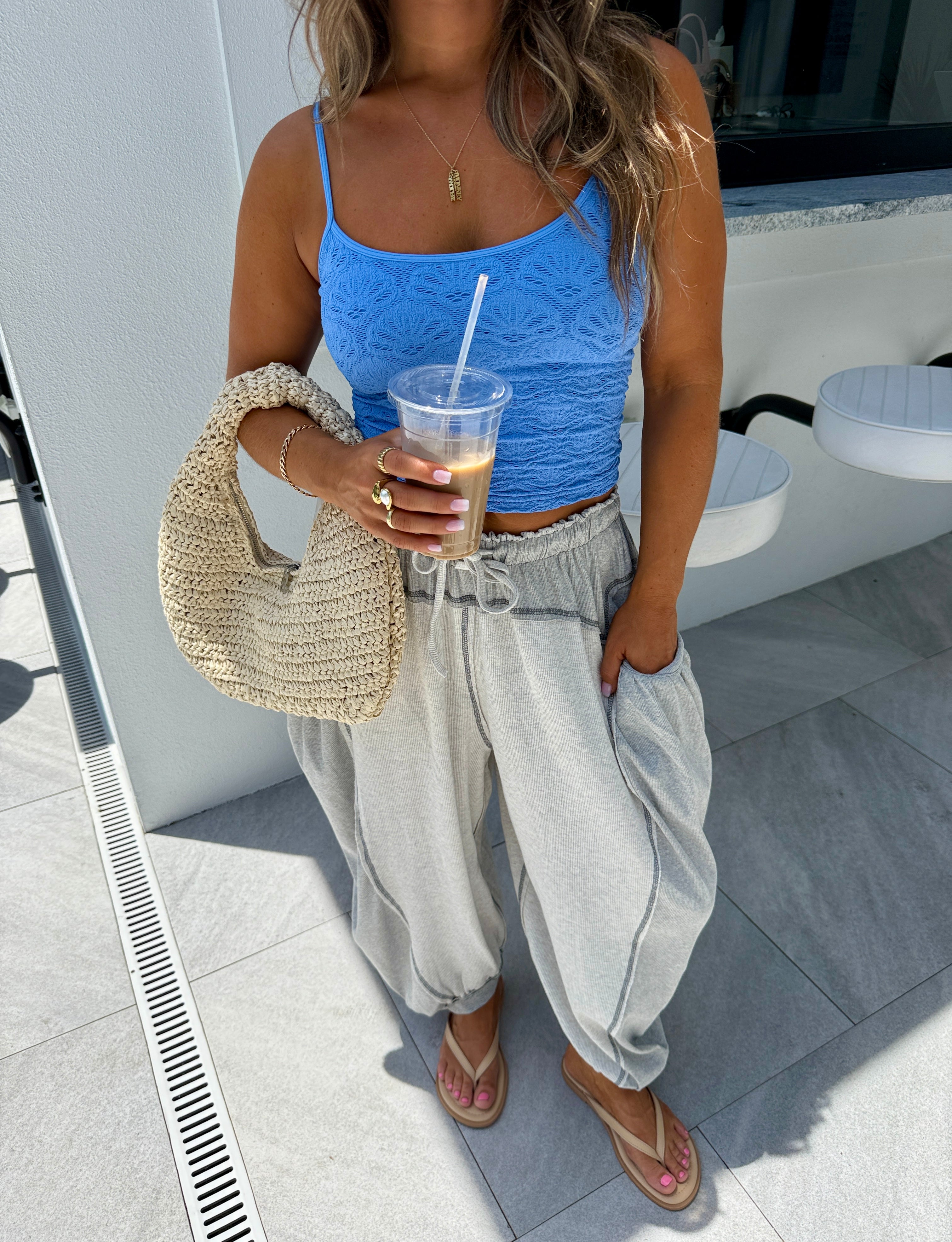 Rio Basic Lace Textured Tank Marina
