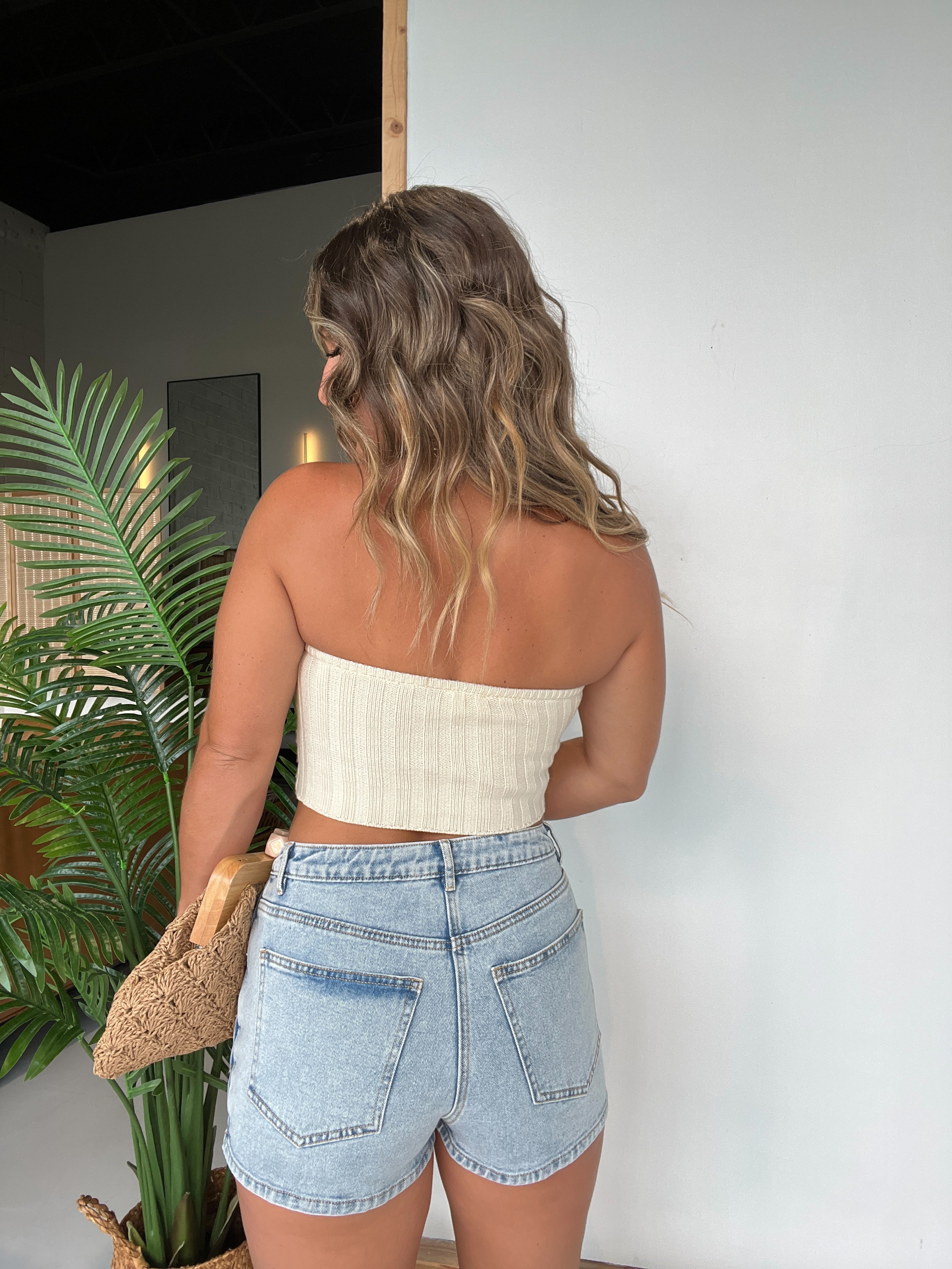 Soft Touch Sweater Tube Top Cream
