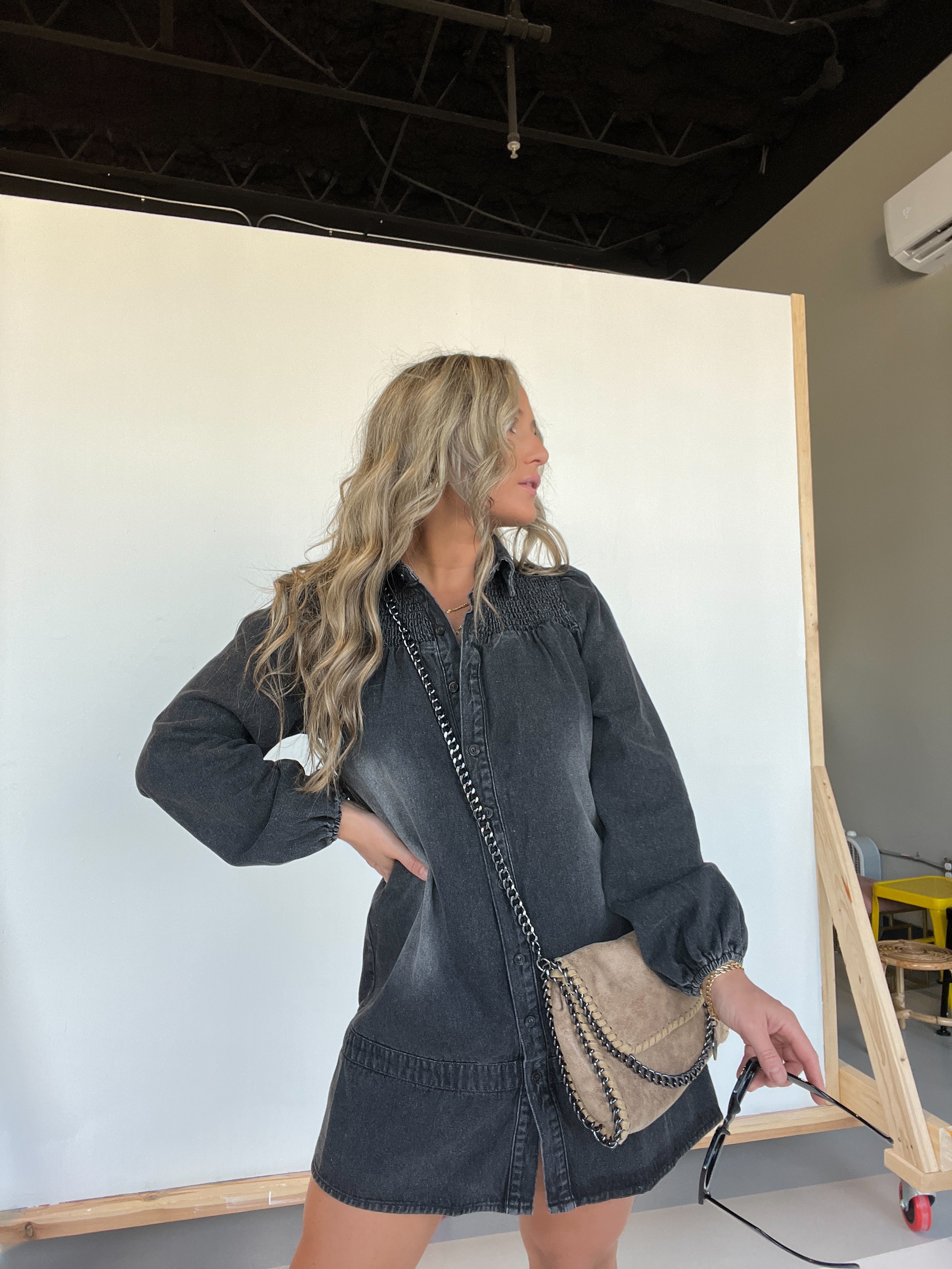 Cheyenne Denim Dress Washed Black