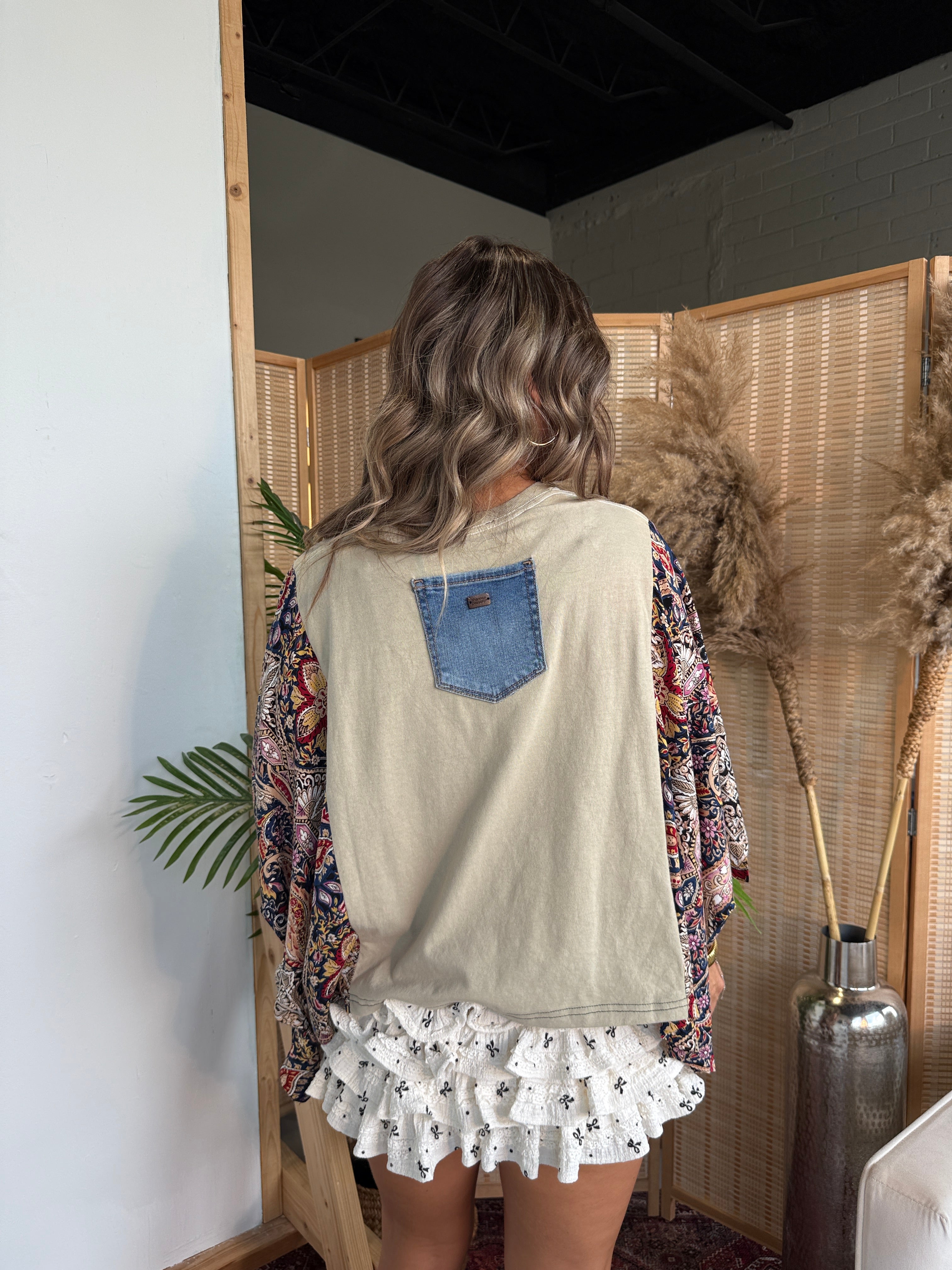 Johnny Cash Mix & Match Tee Taupe Floral