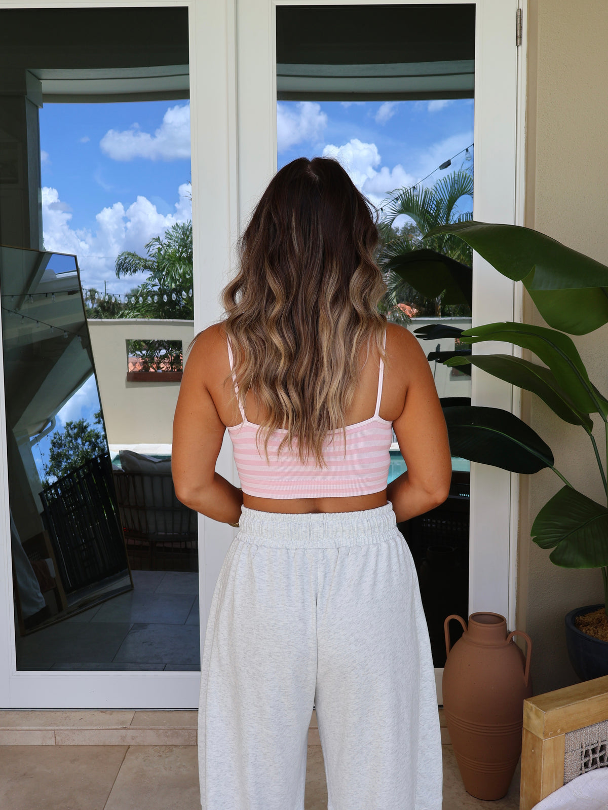Stassi Striped Bra Top Pink