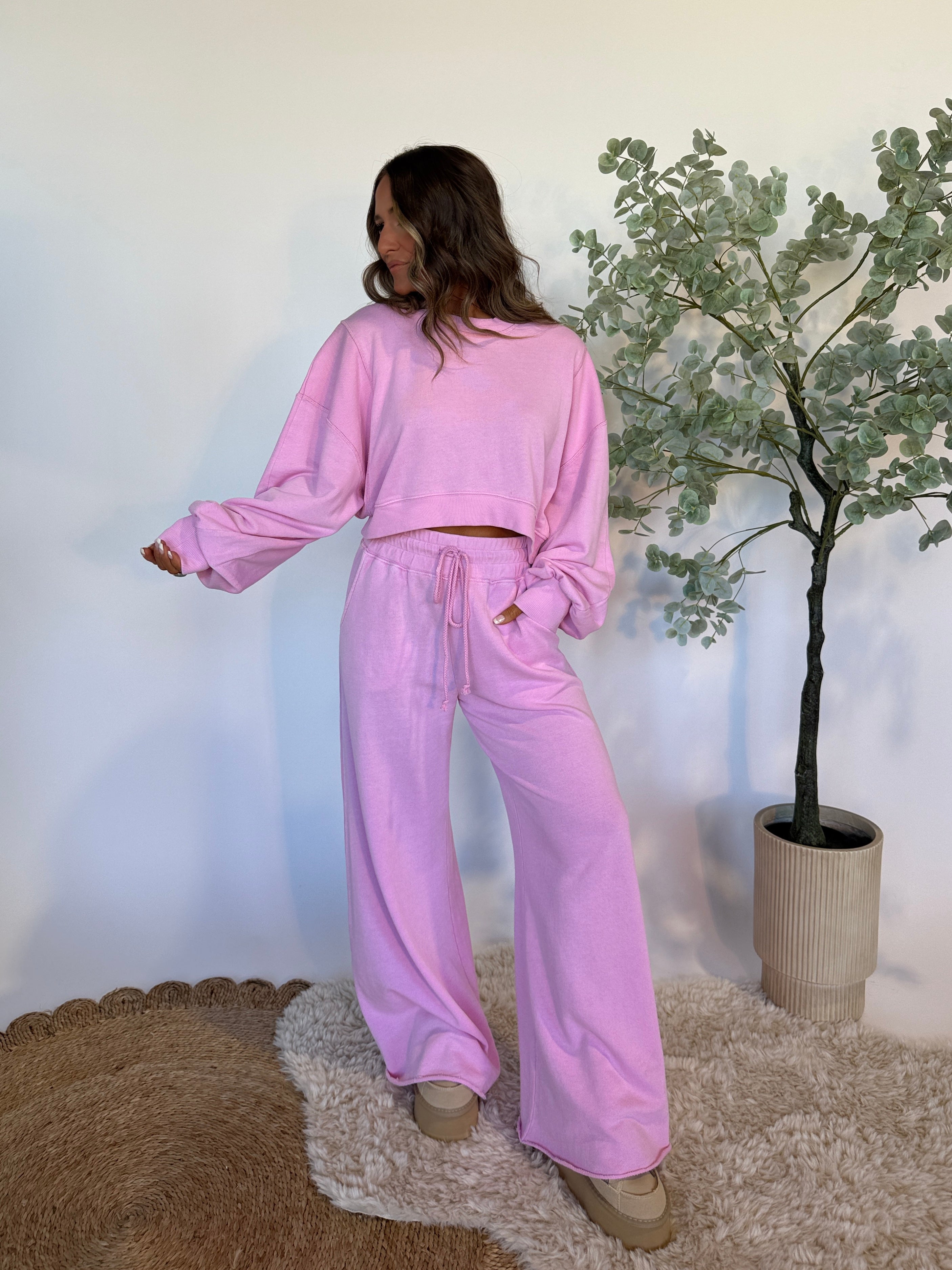 Coffee Shop Mornings Sweatpants Bubble Gum