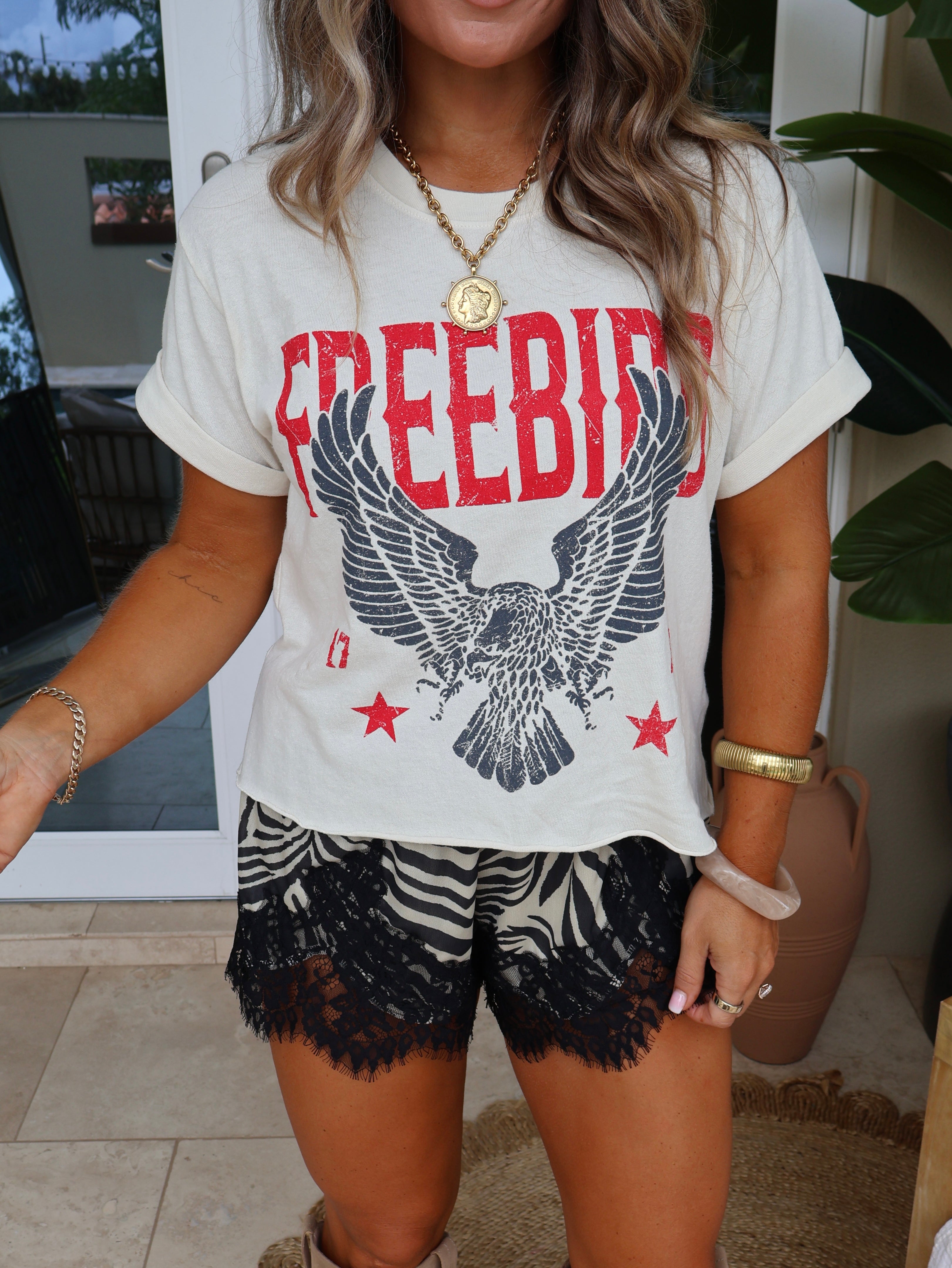 Free Bird Graphic Tee Bone