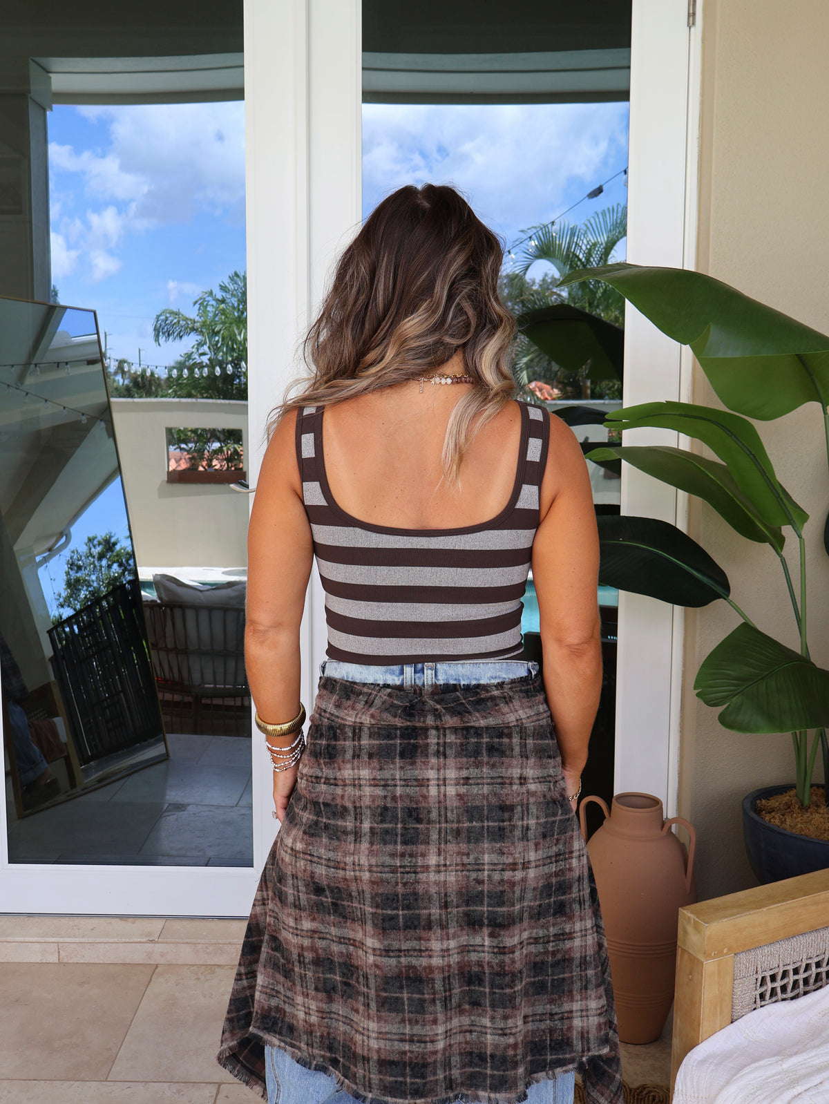 Easy Days Striped Tank Coffee Bean