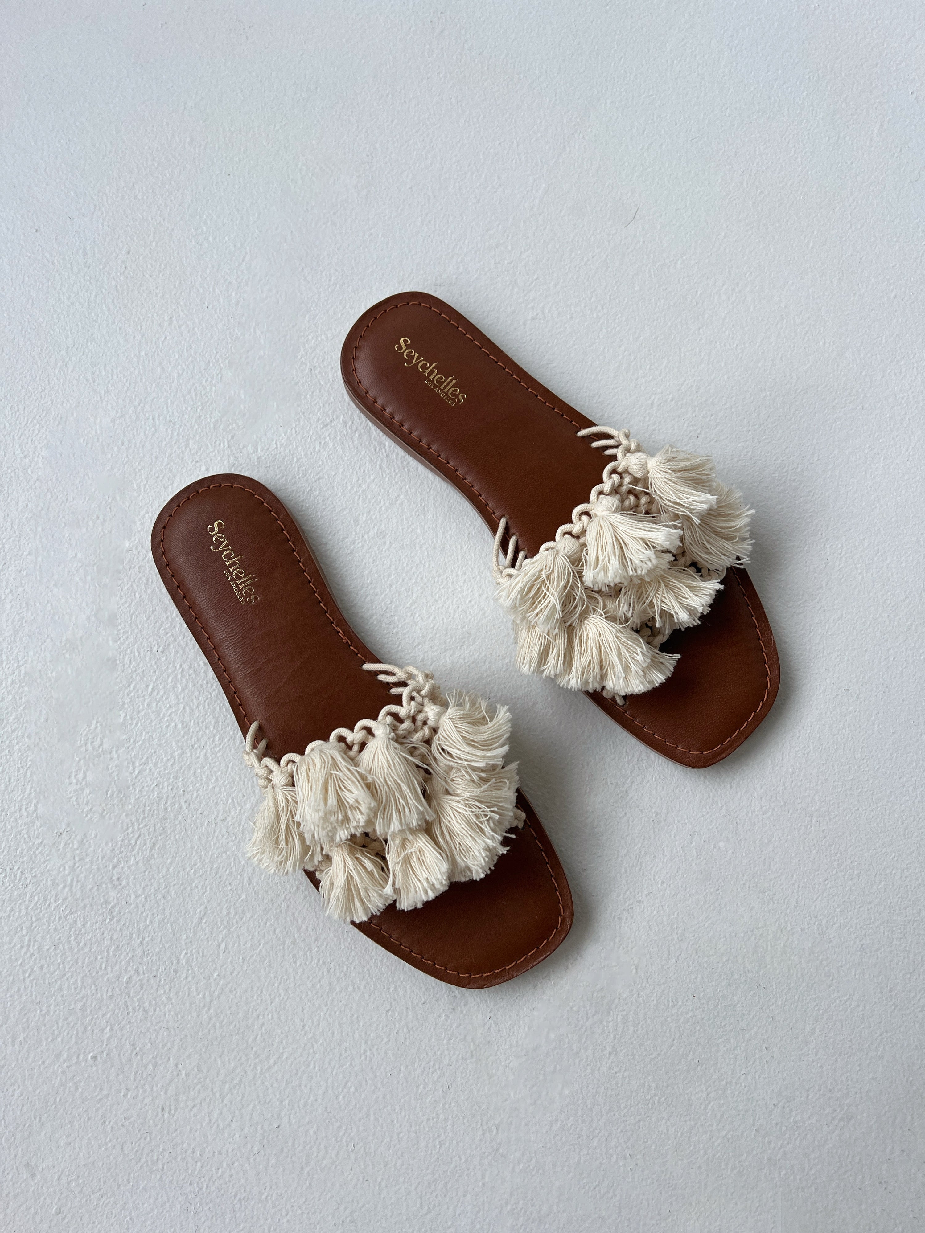Camellia Fringe Sandals Natural