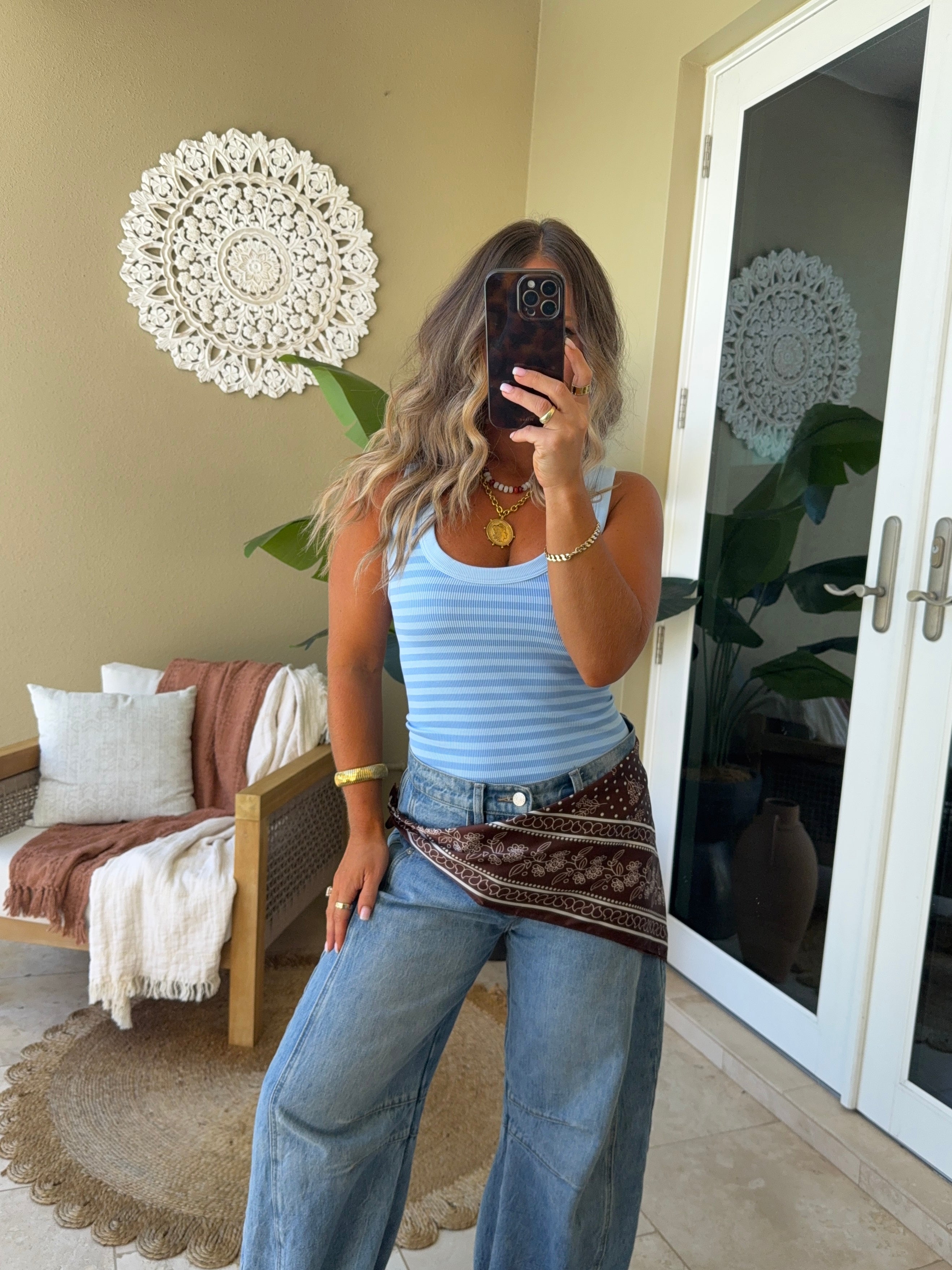 Weekend Escape Stripe Tank Serene Blue