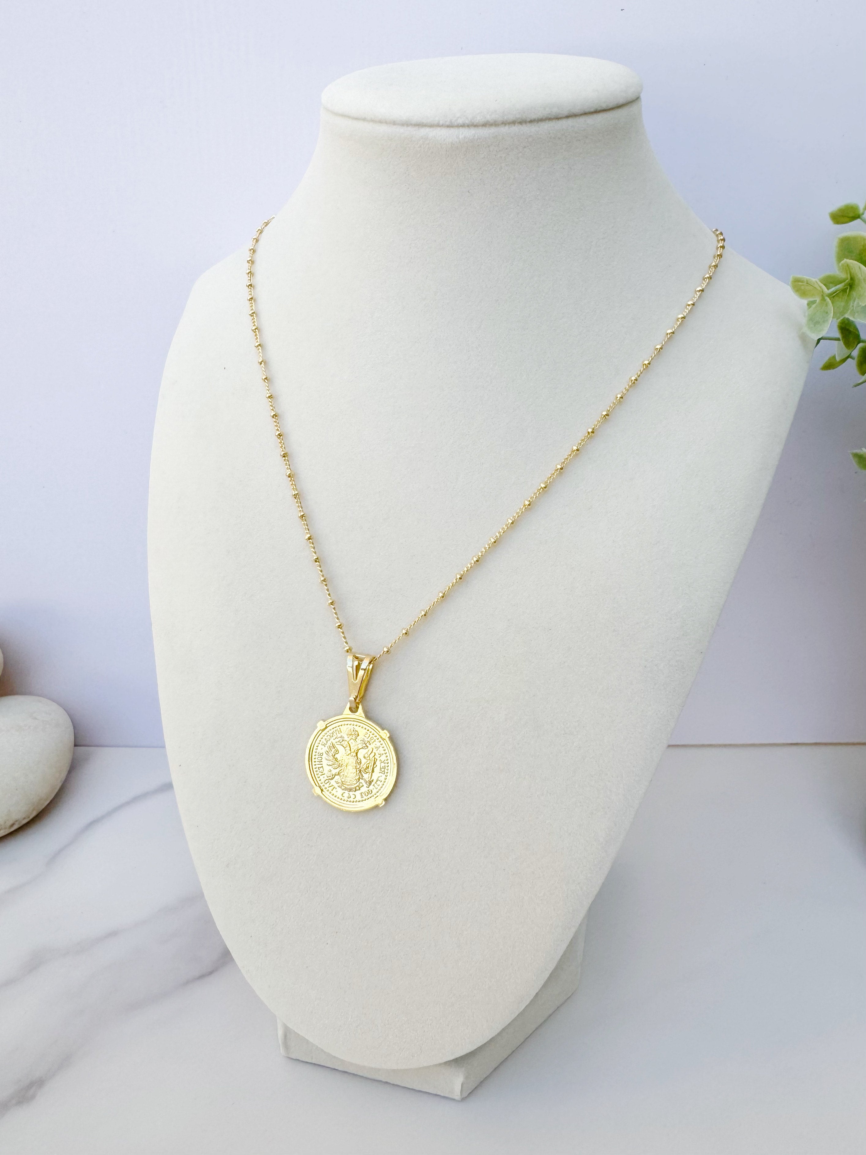 Emperor Coin 18K Gold Necklace 18"