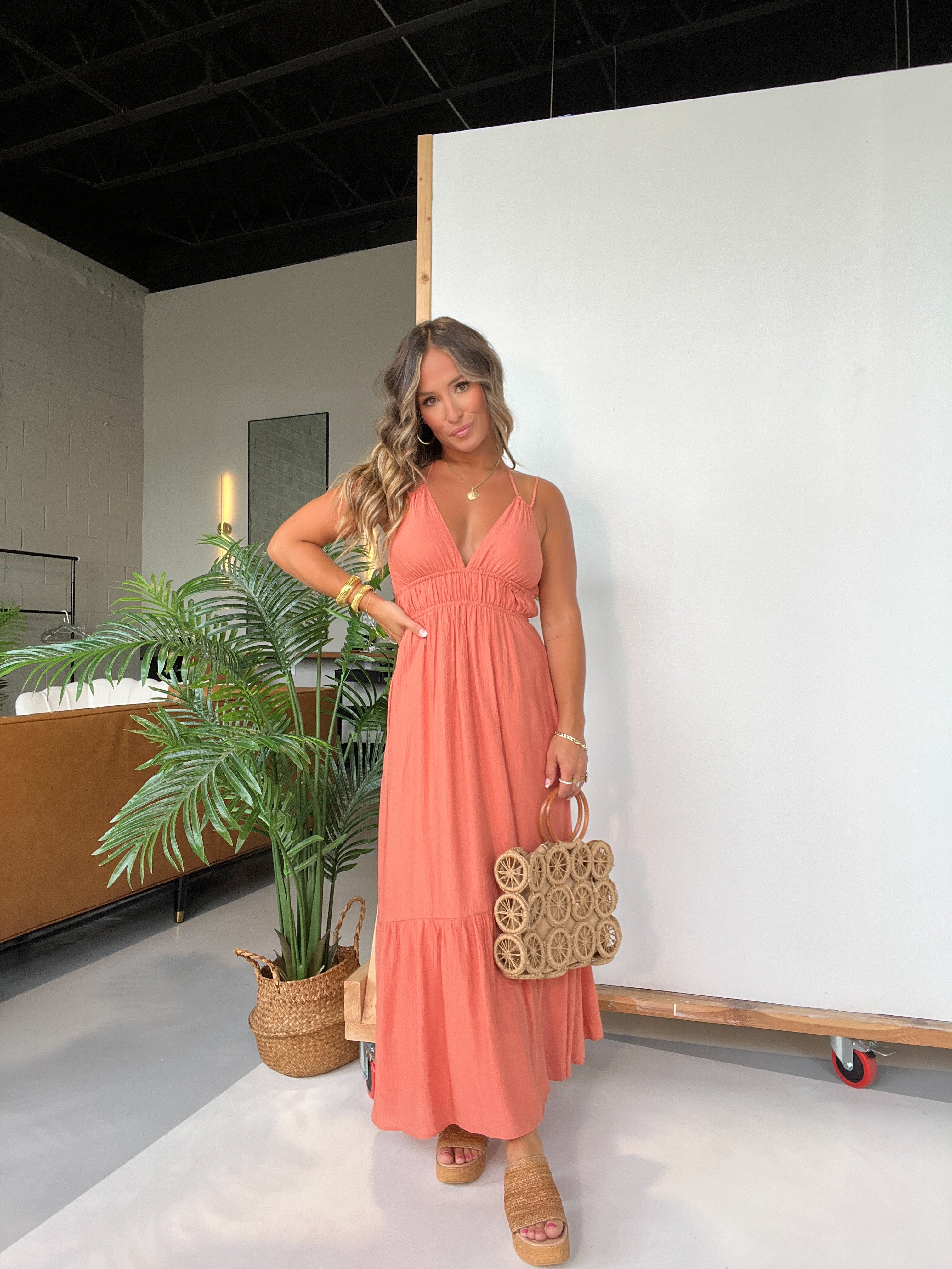 All I Wanted Halter Midi Dress Coral