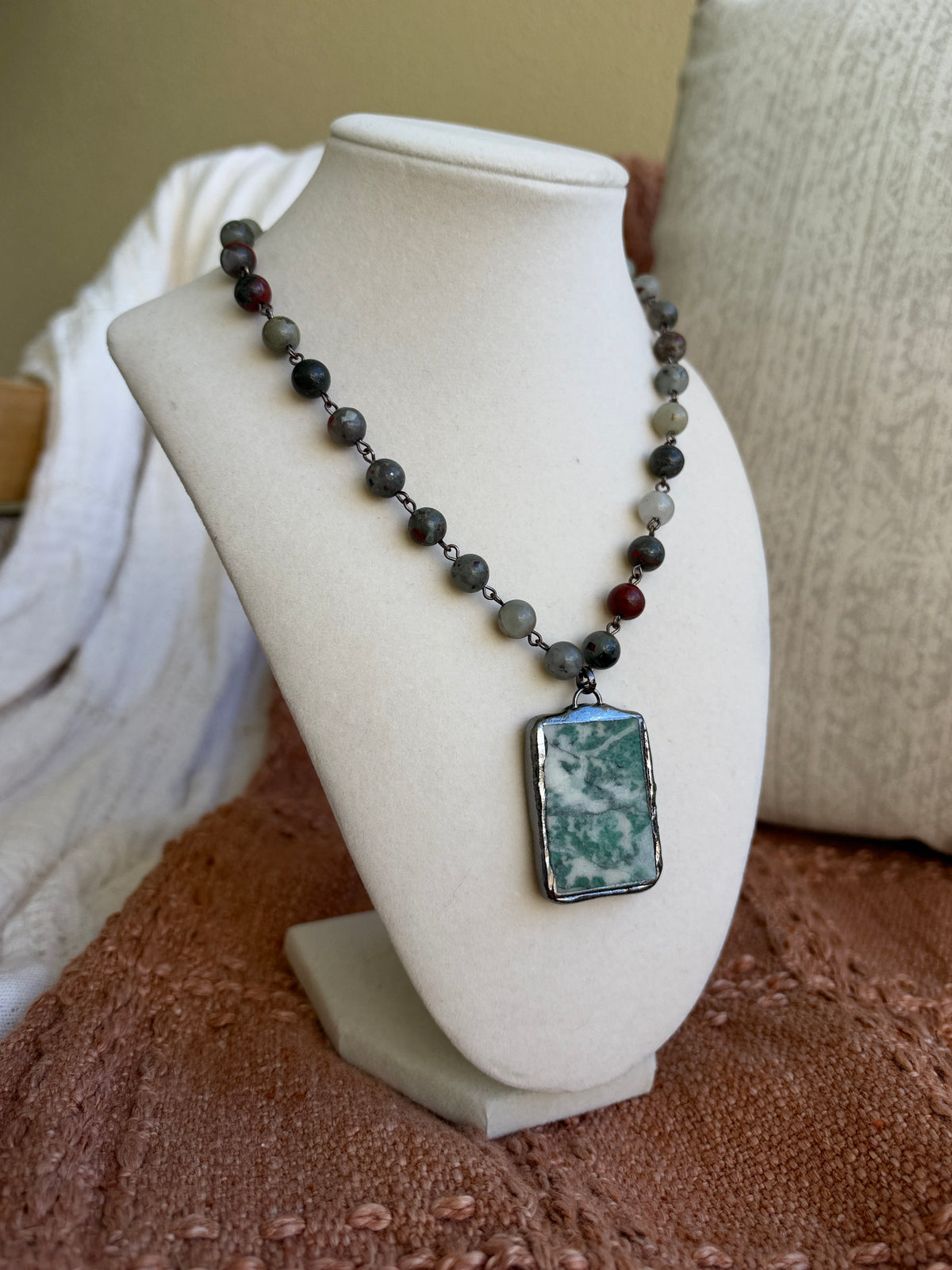 Jasper Woods Stone Necklace Turquoise