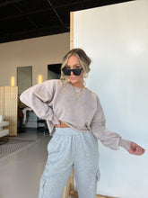 Load image into Gallery viewer, Staying in Cropped Crewneck Ash Mocha
