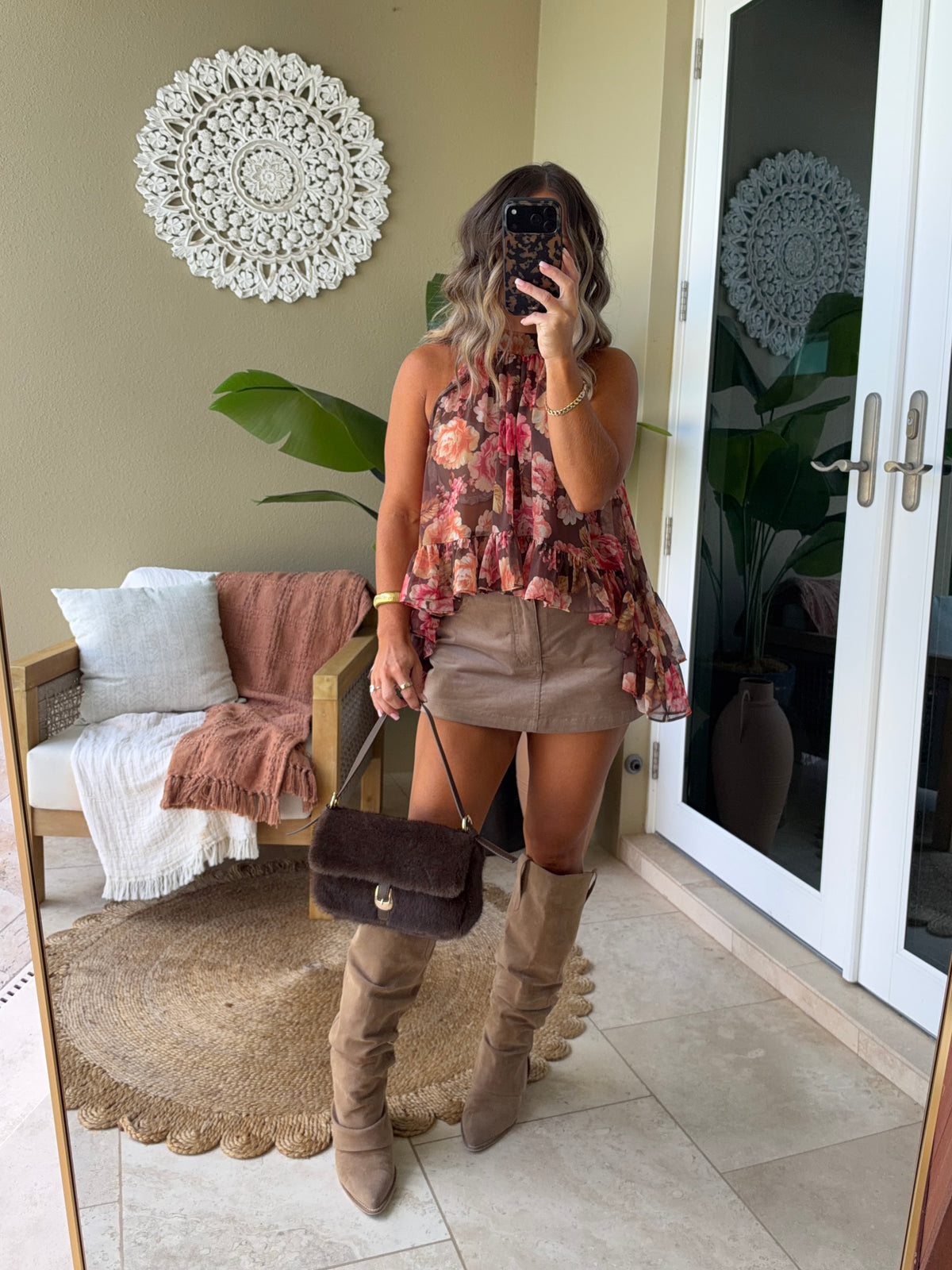 Vivienne Floral Halter Top Pink Multi