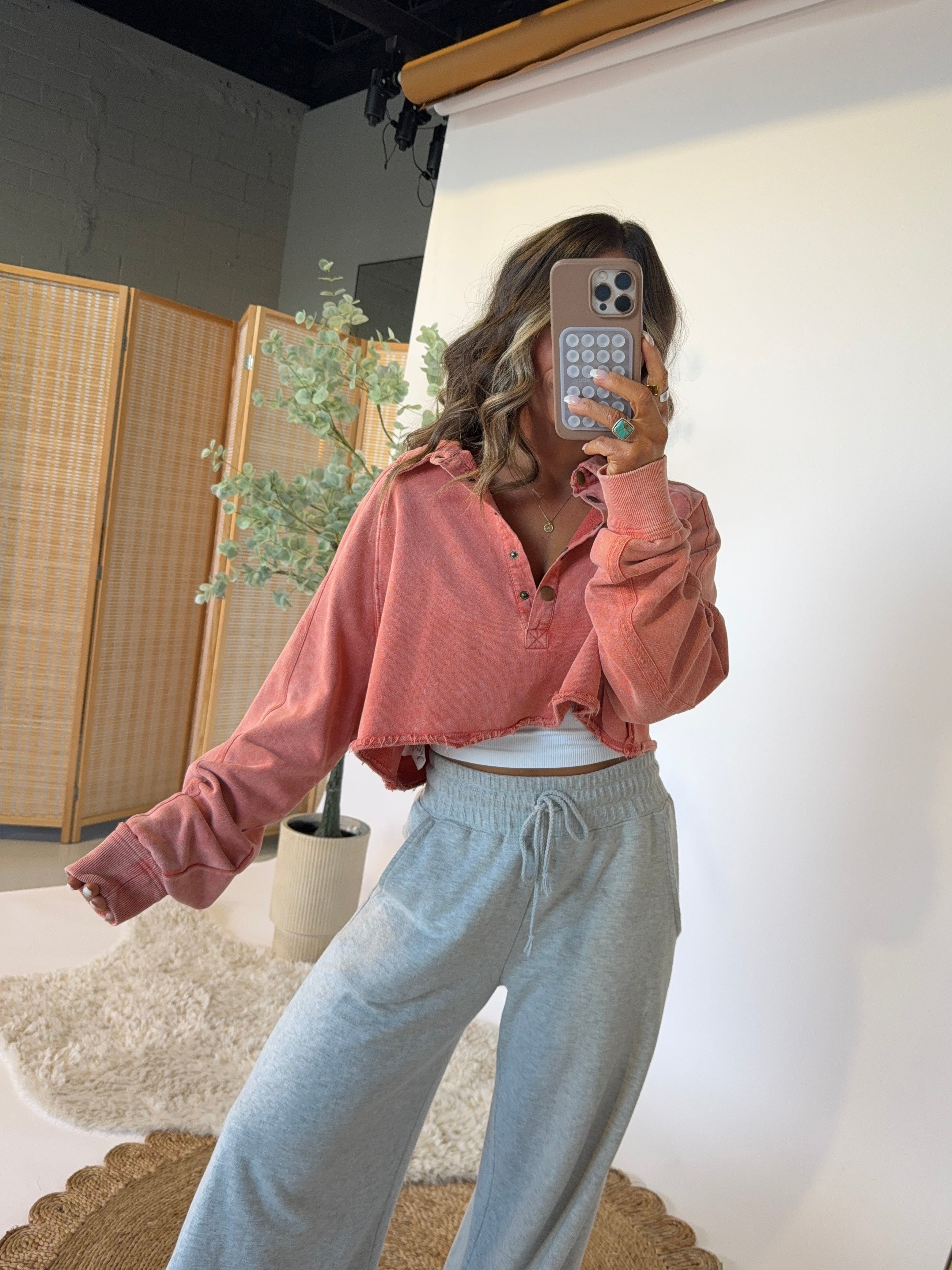 FP Dupe Cropped Sweatshirt Coral