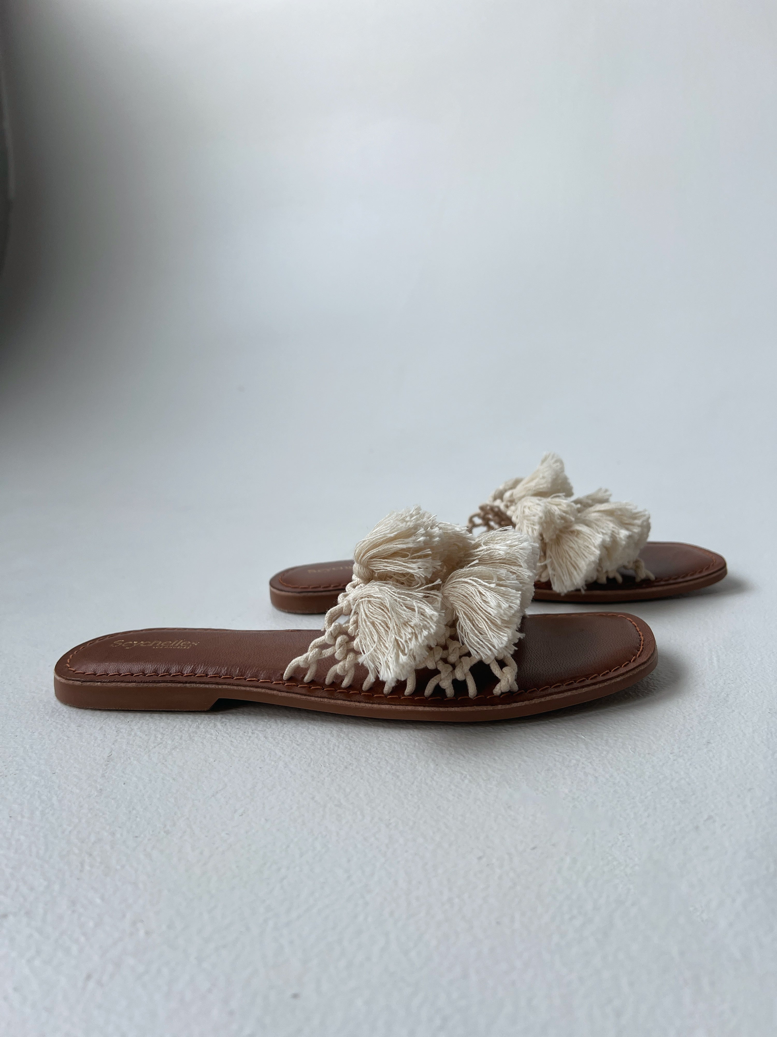 Camellia Fringe Sandals Natural