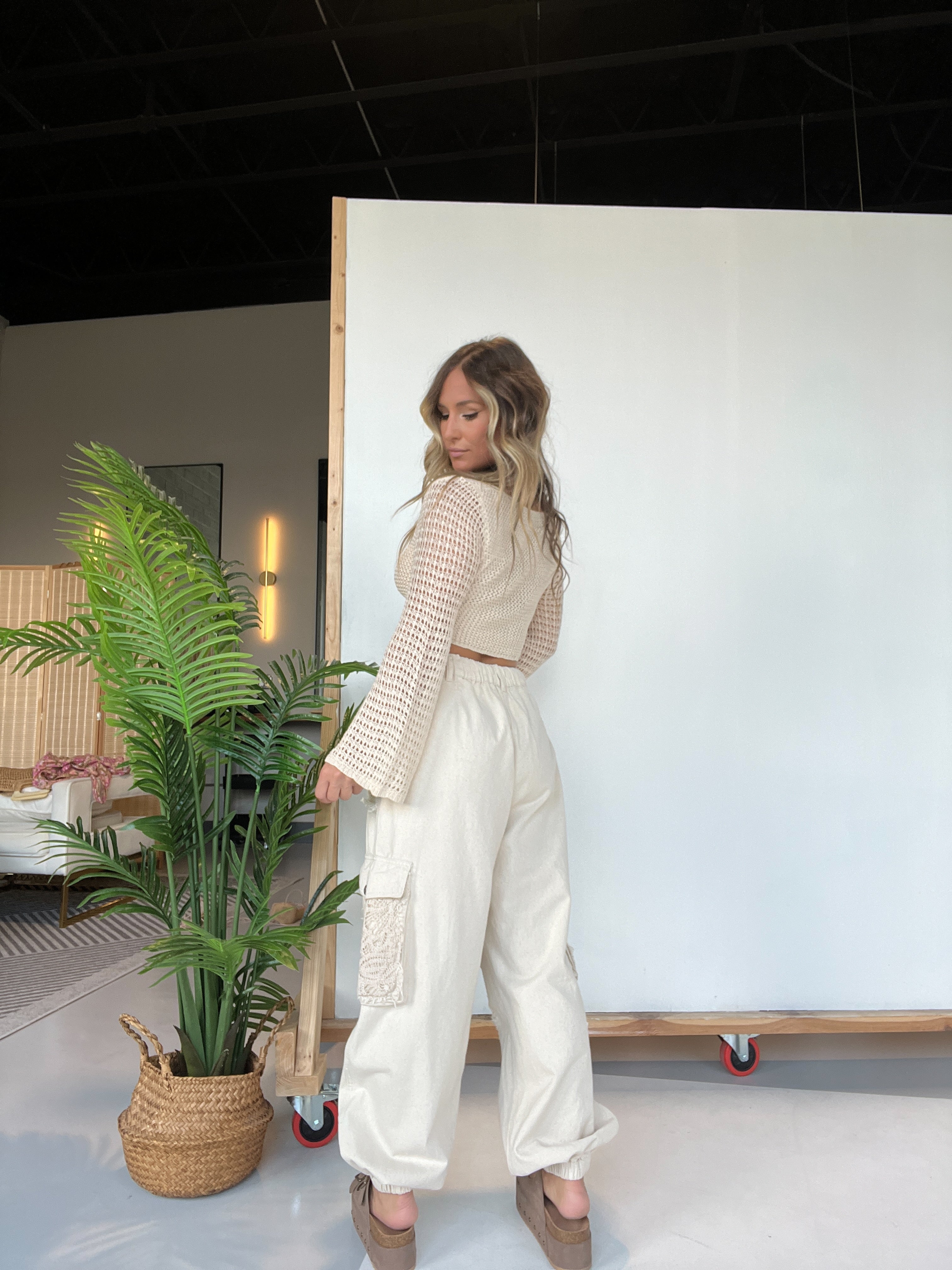 Rise Up Denim Joggers Oatmilk