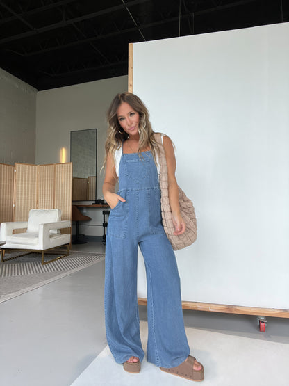 Farrah Tencel Wide Leg Overalls