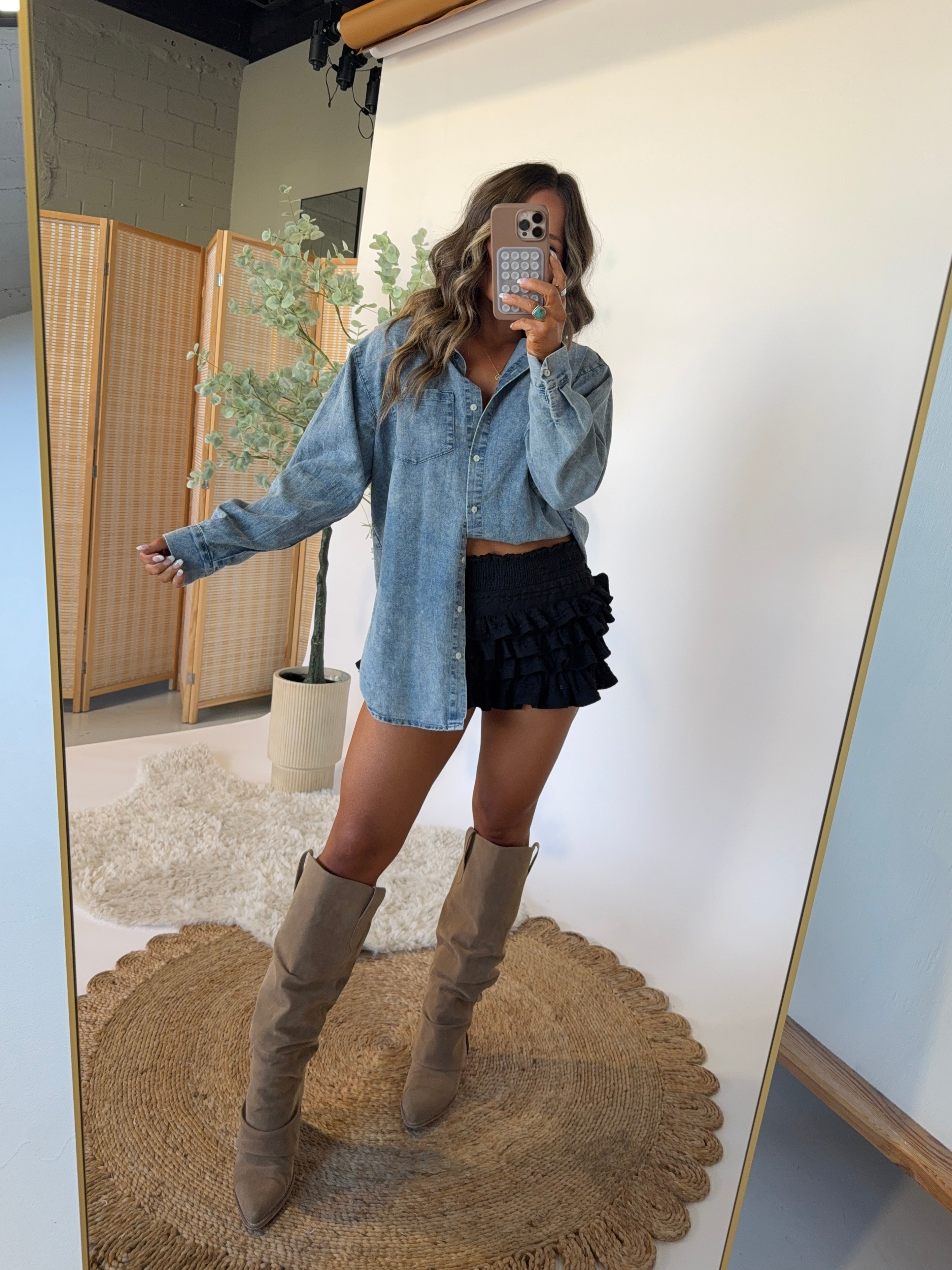 Charlotte Ruffle Mini Skort Black