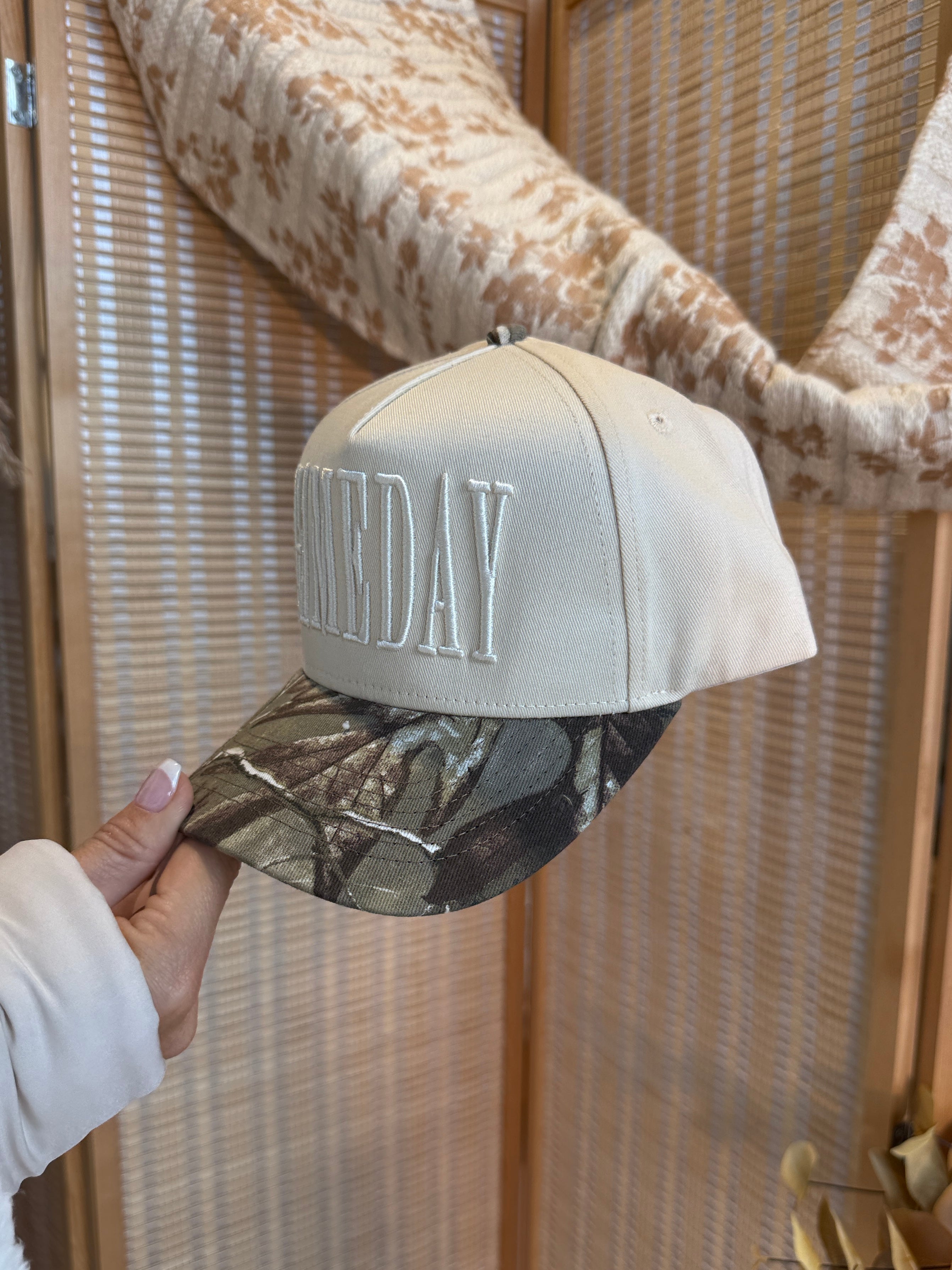 Game Day Vintage Trucker Hat Camo White