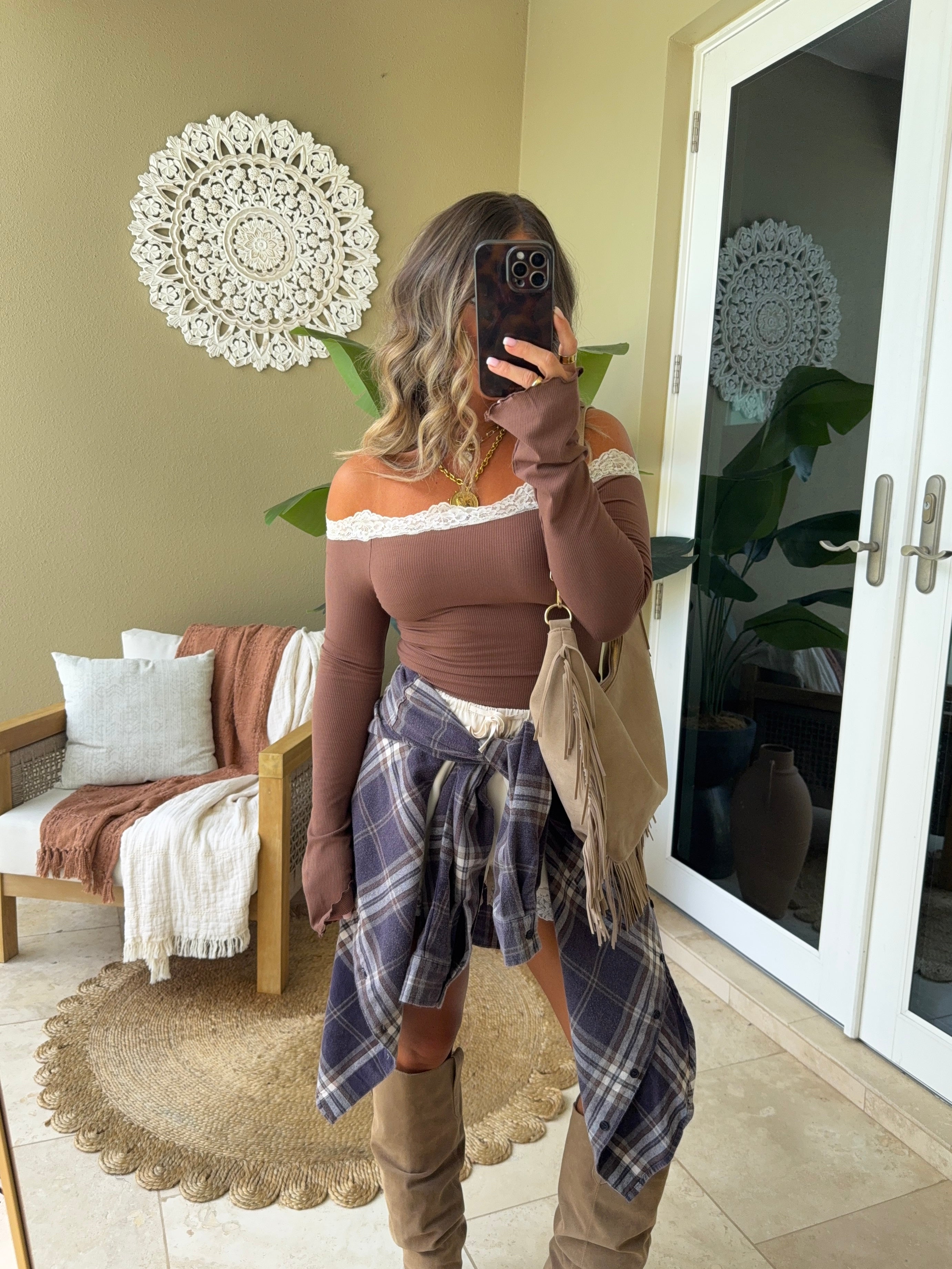 Sweet Talk Lace Top Light Brown