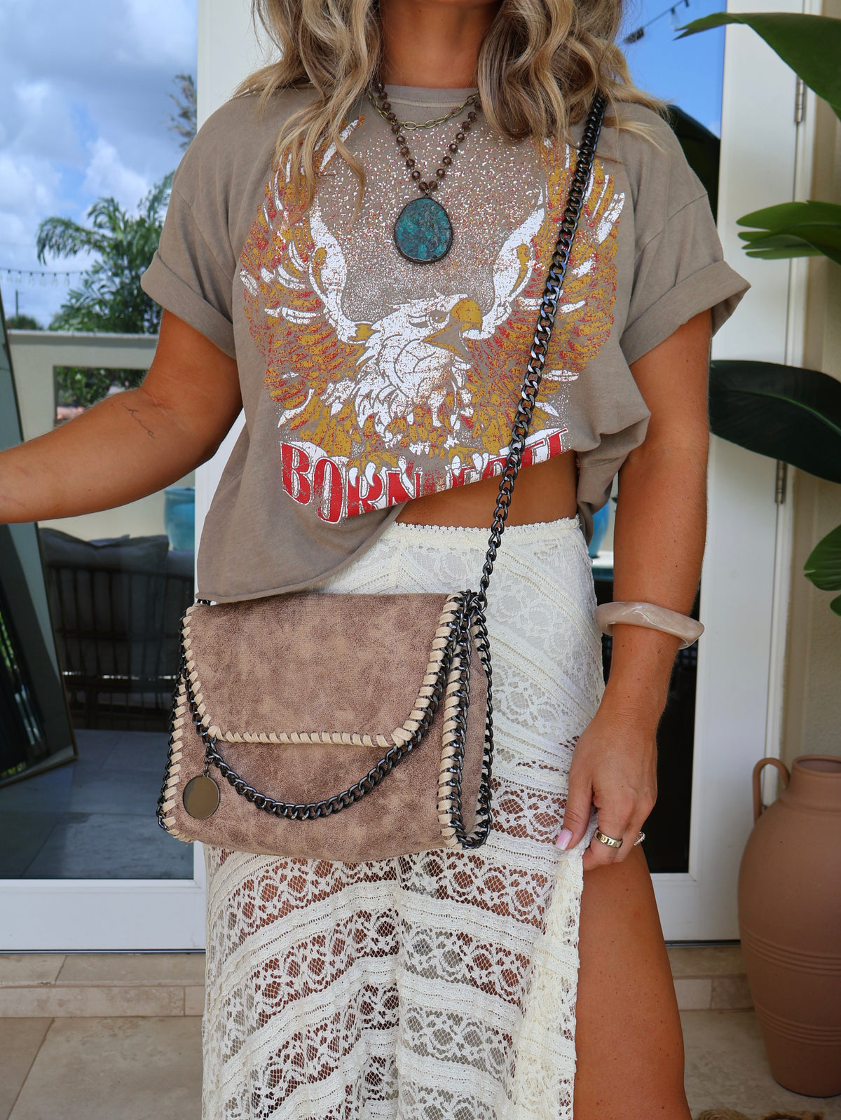Take Away Crossbody Clutch Tan