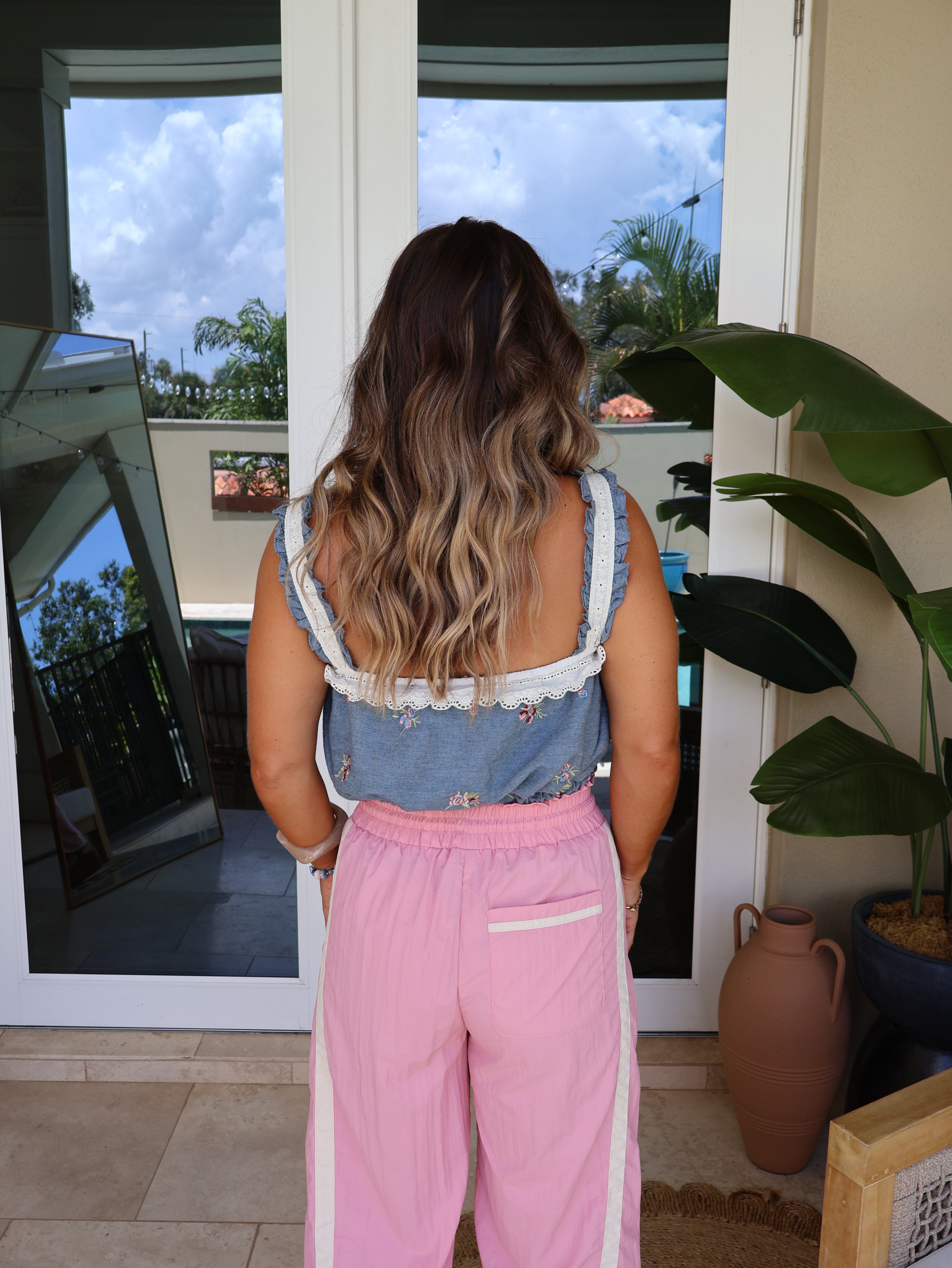 Camille Floral Denim Top