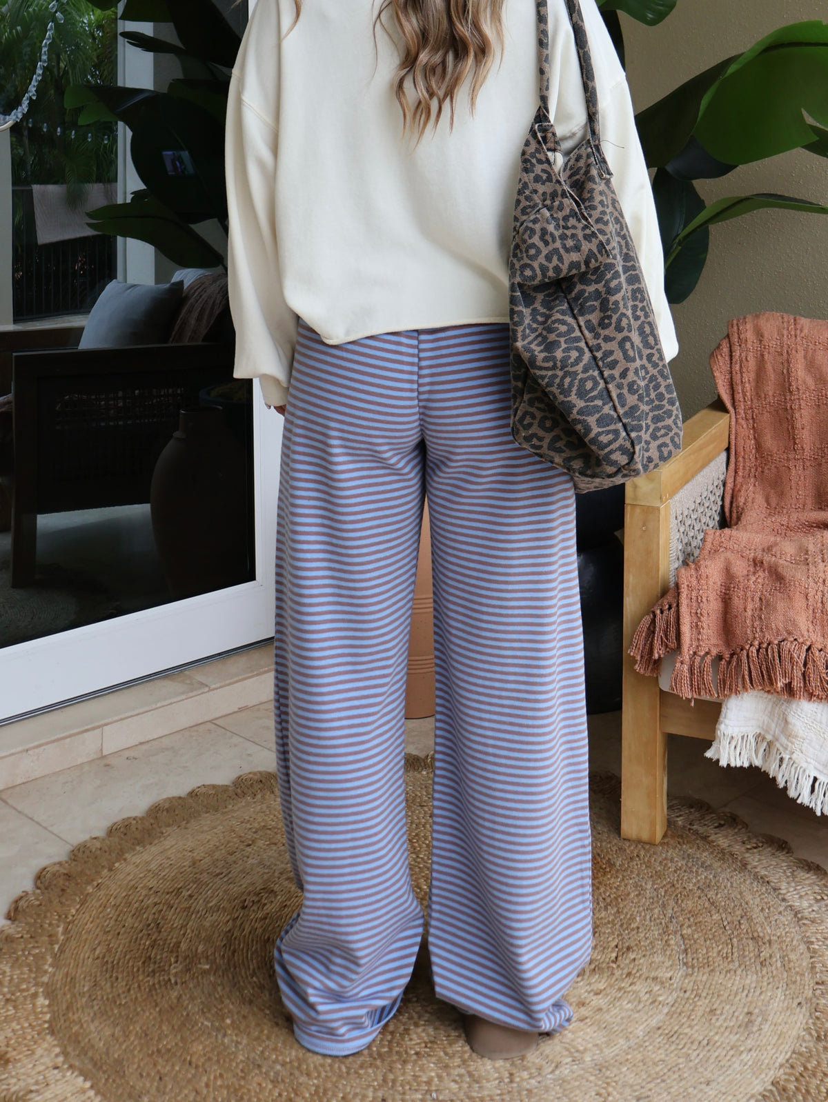 Off-Campus Striped Lounge Pants Blue/Brown