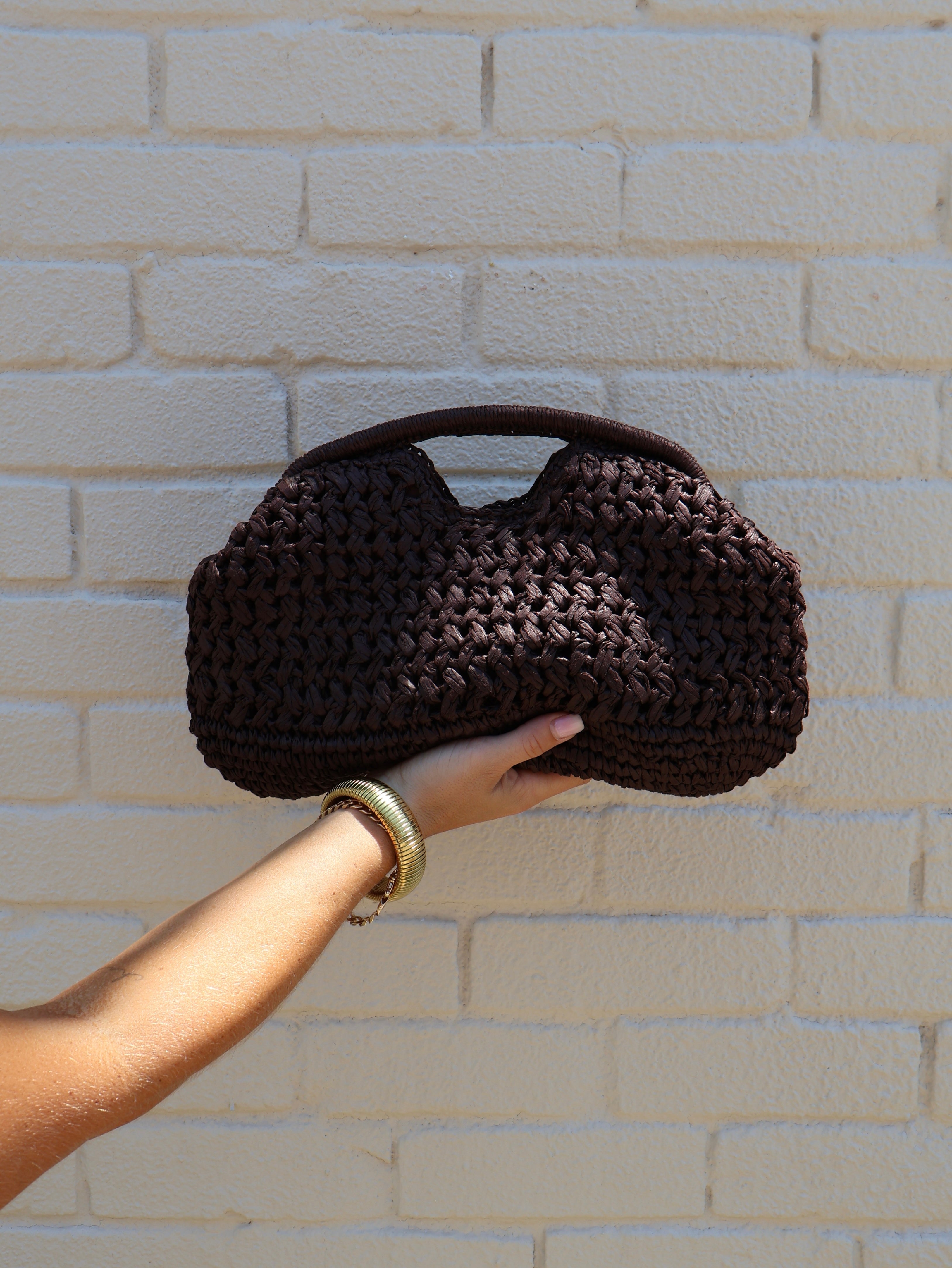 Portofino Raffia Clutch Brown