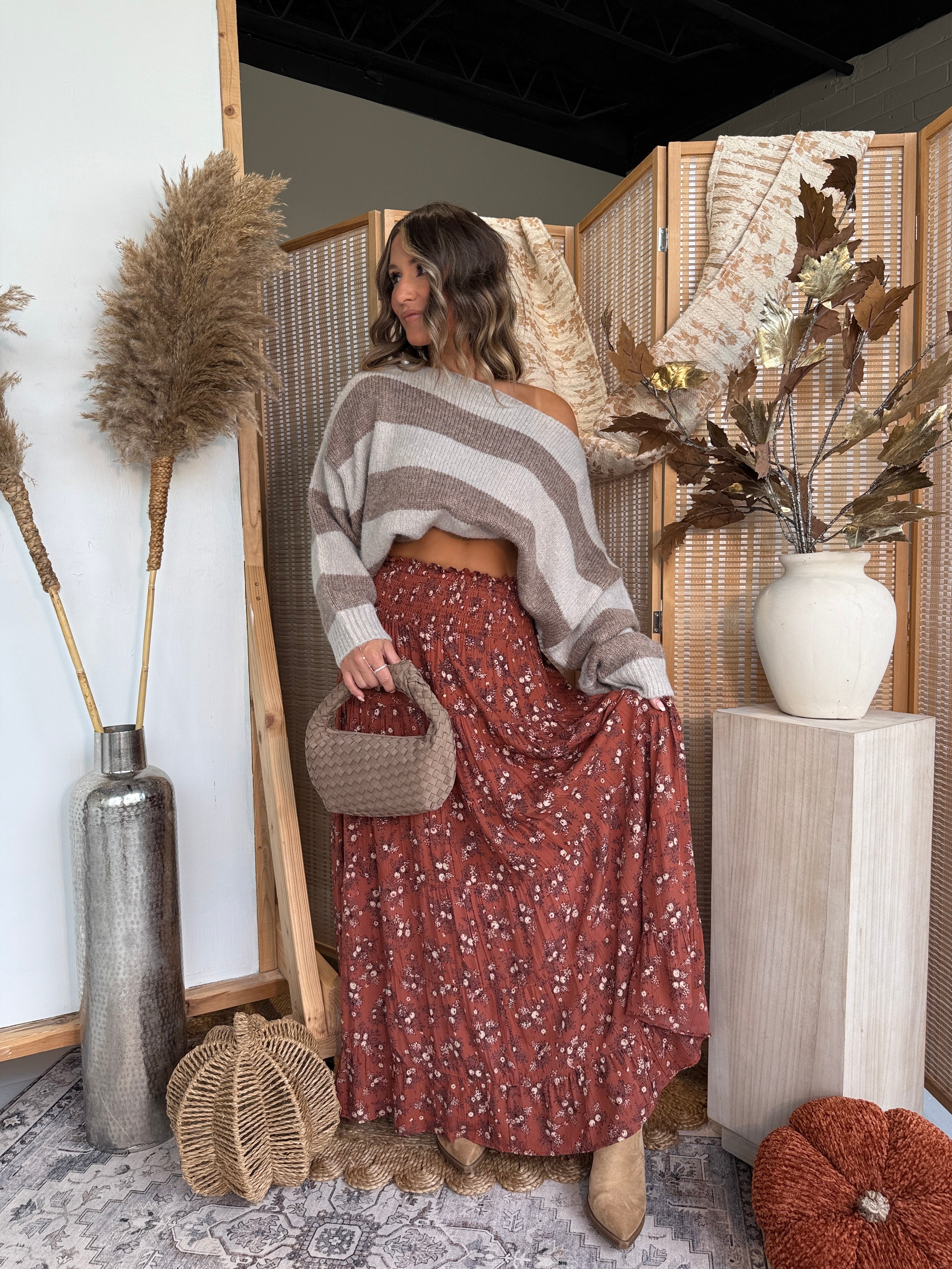 Spice Trail Tiered Maxi Skirt Ginger