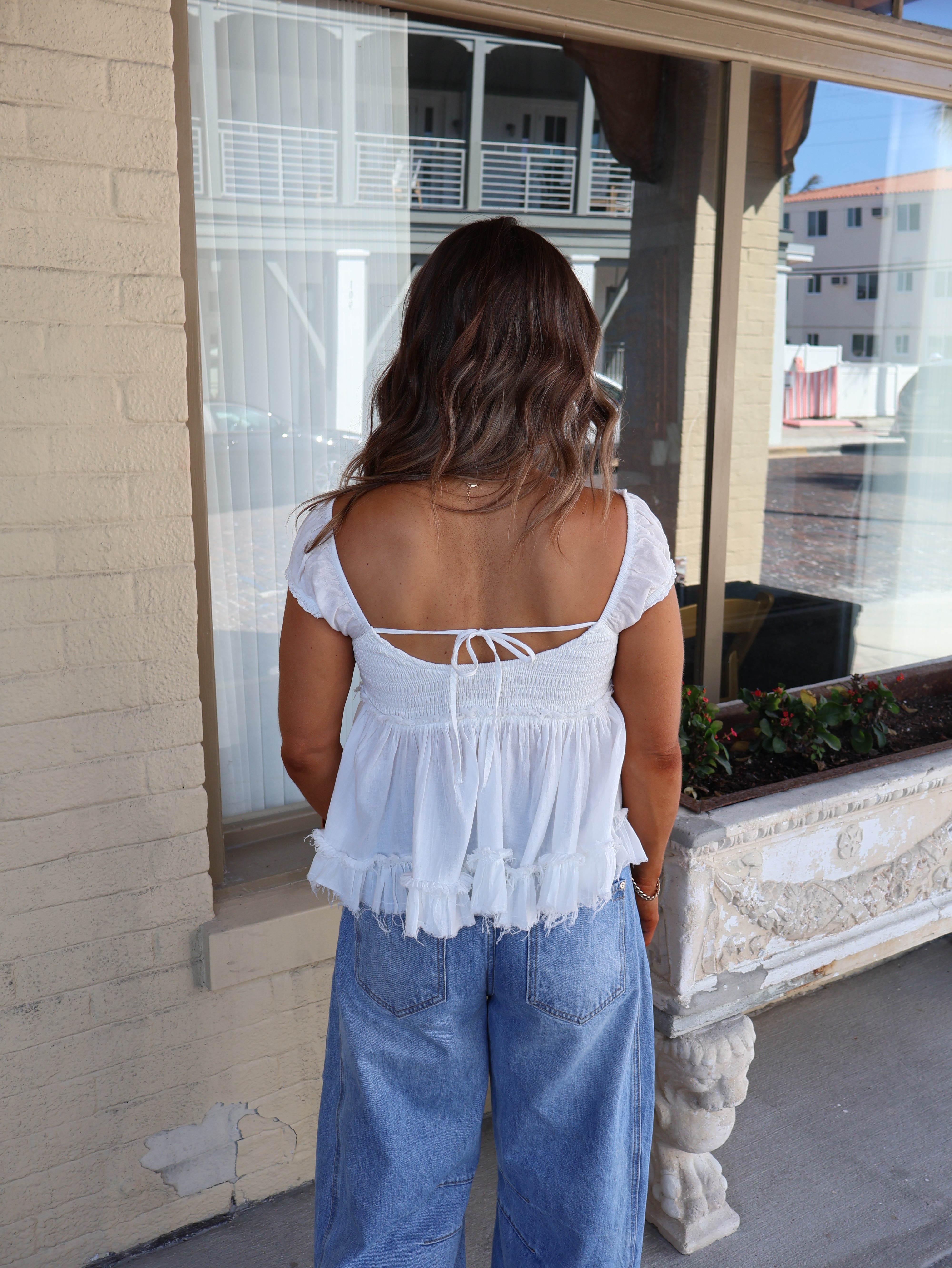 Aveline Babydoll Top White