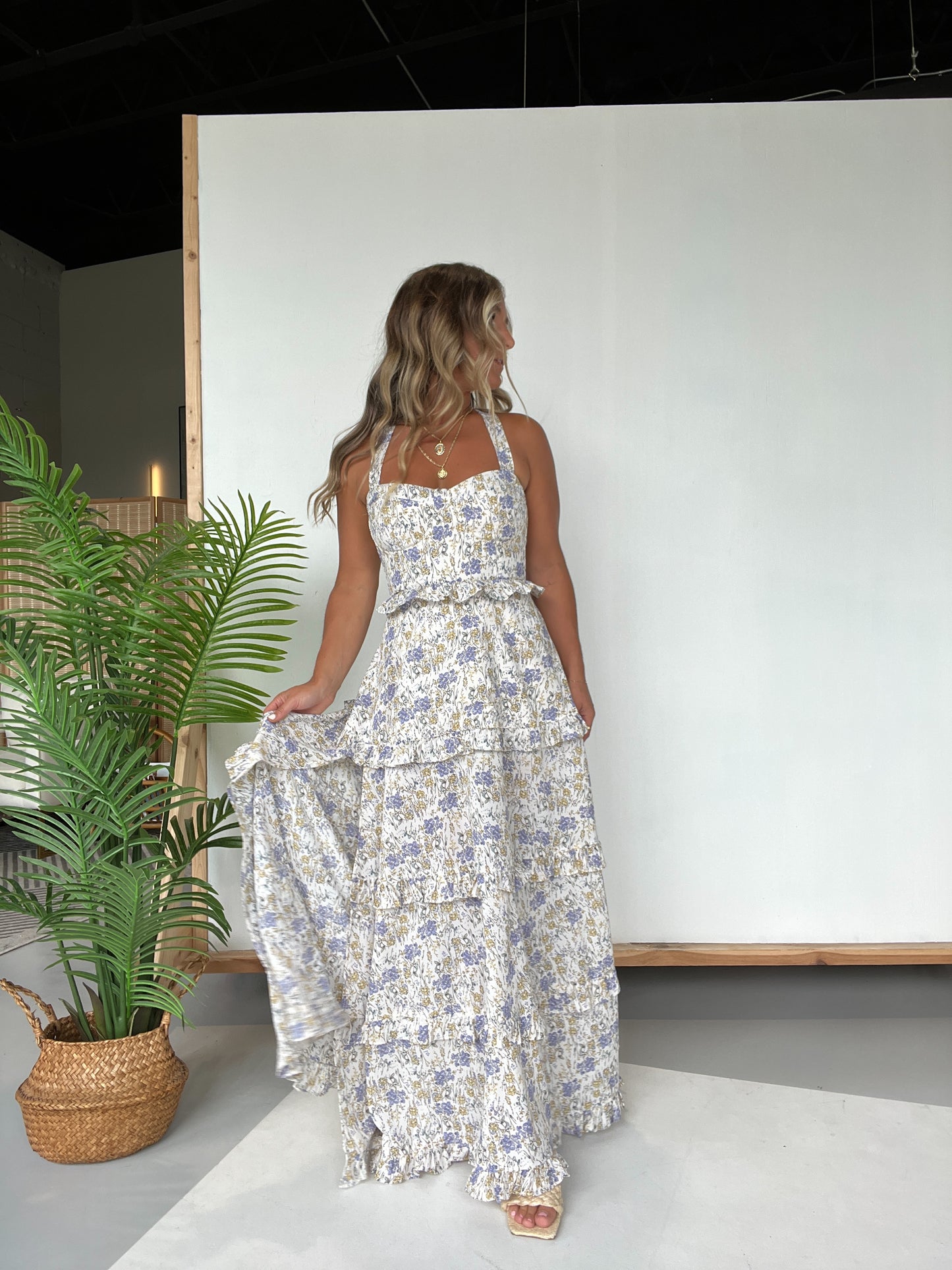 My Dearest Floral Tiered Maxi Dress Cream